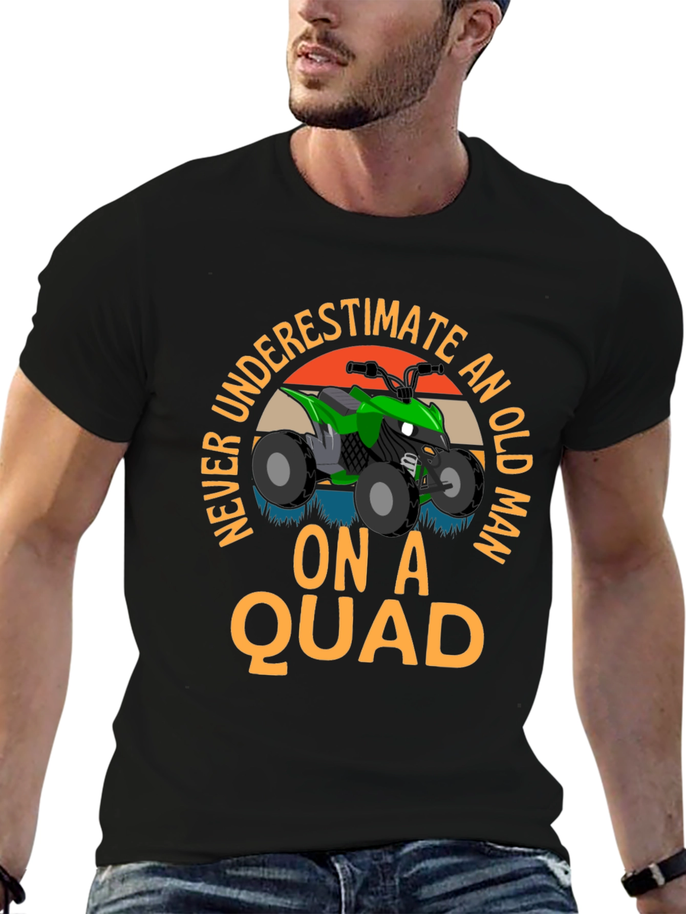 Never Underestimate An Old Man On A Quad T-Shirt