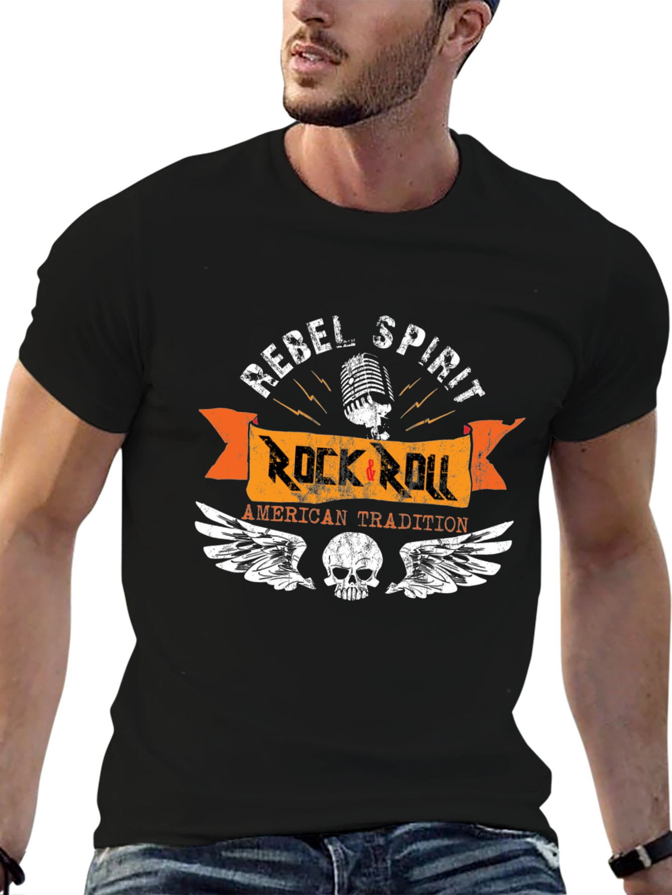 Rebel Spirit Rock & Roll Black T-Shirt