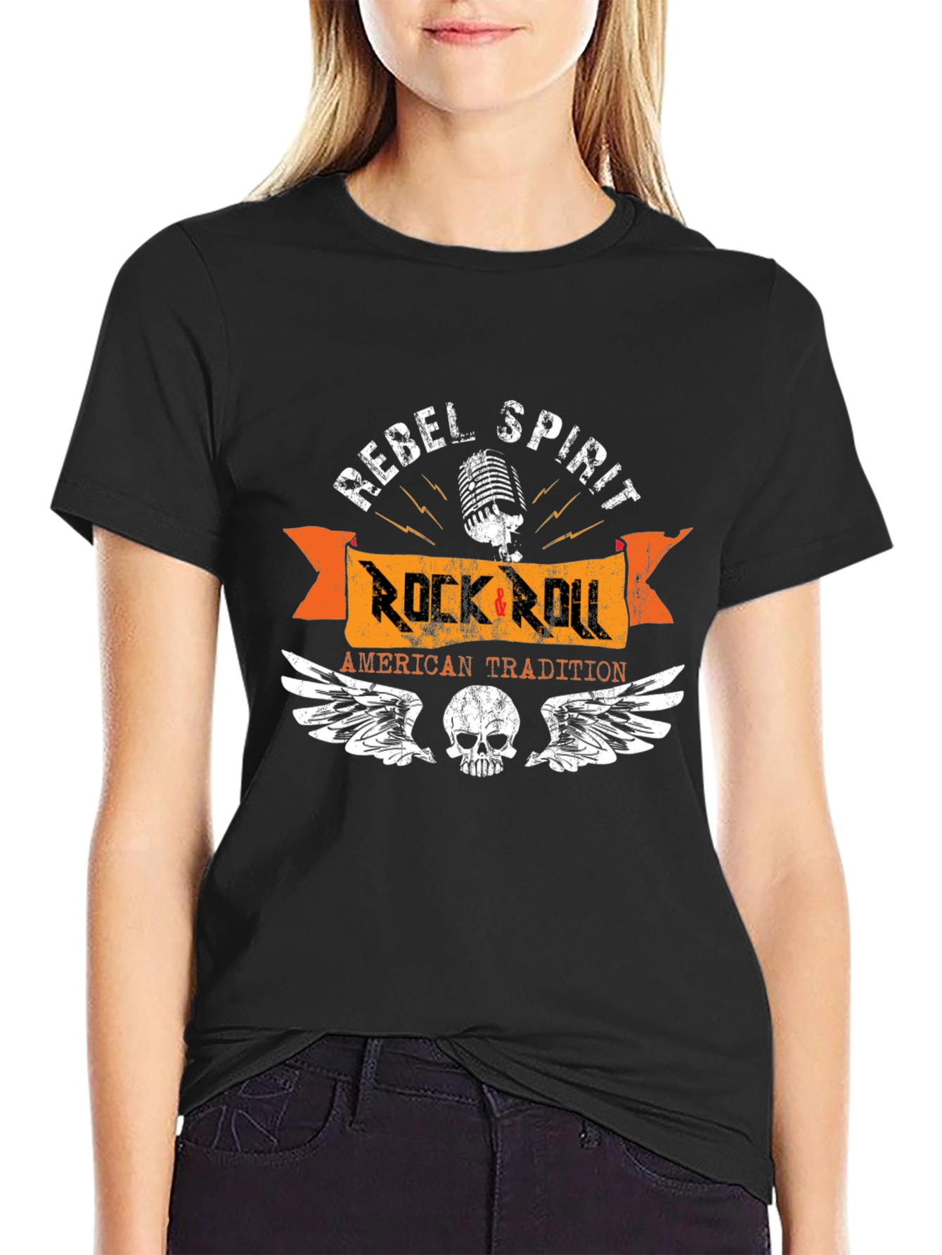 Rebel Spirit Rock & Roll Black T-Shirt