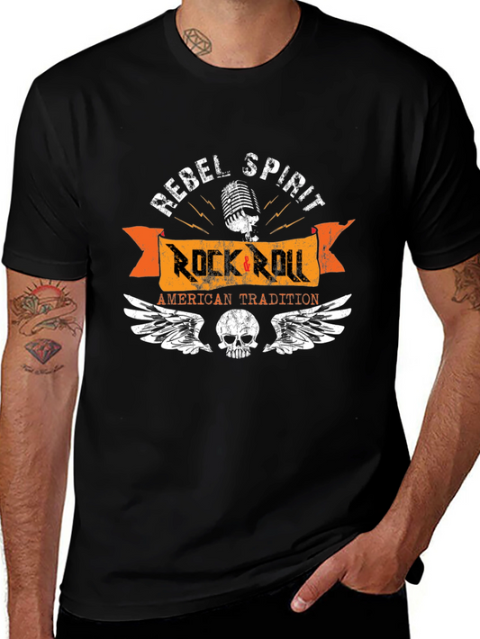 Rebel Spirit Rock & Roll Black T-Shirt