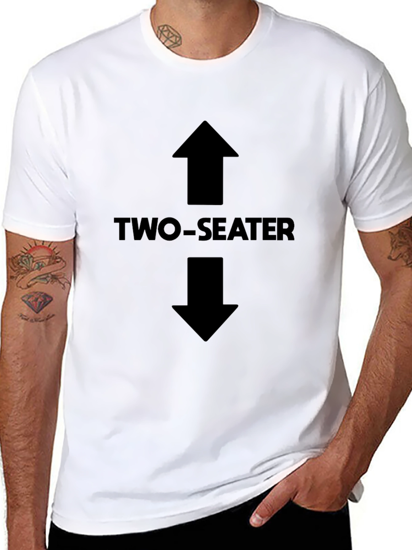 Two-Seater Adult Humor Graphic Tee - Black