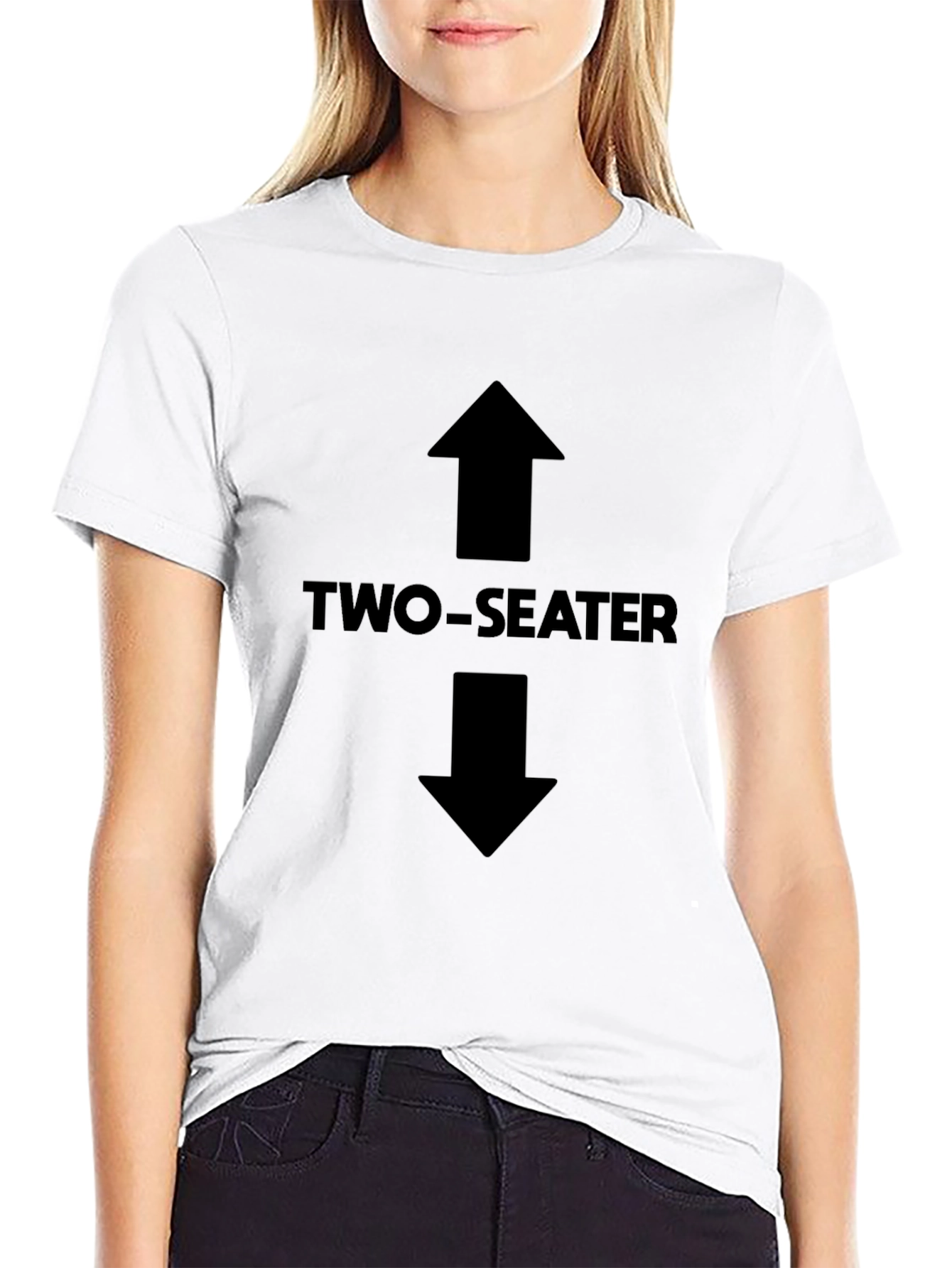 Two-Seater Adult Humor Graphic Tee - Black