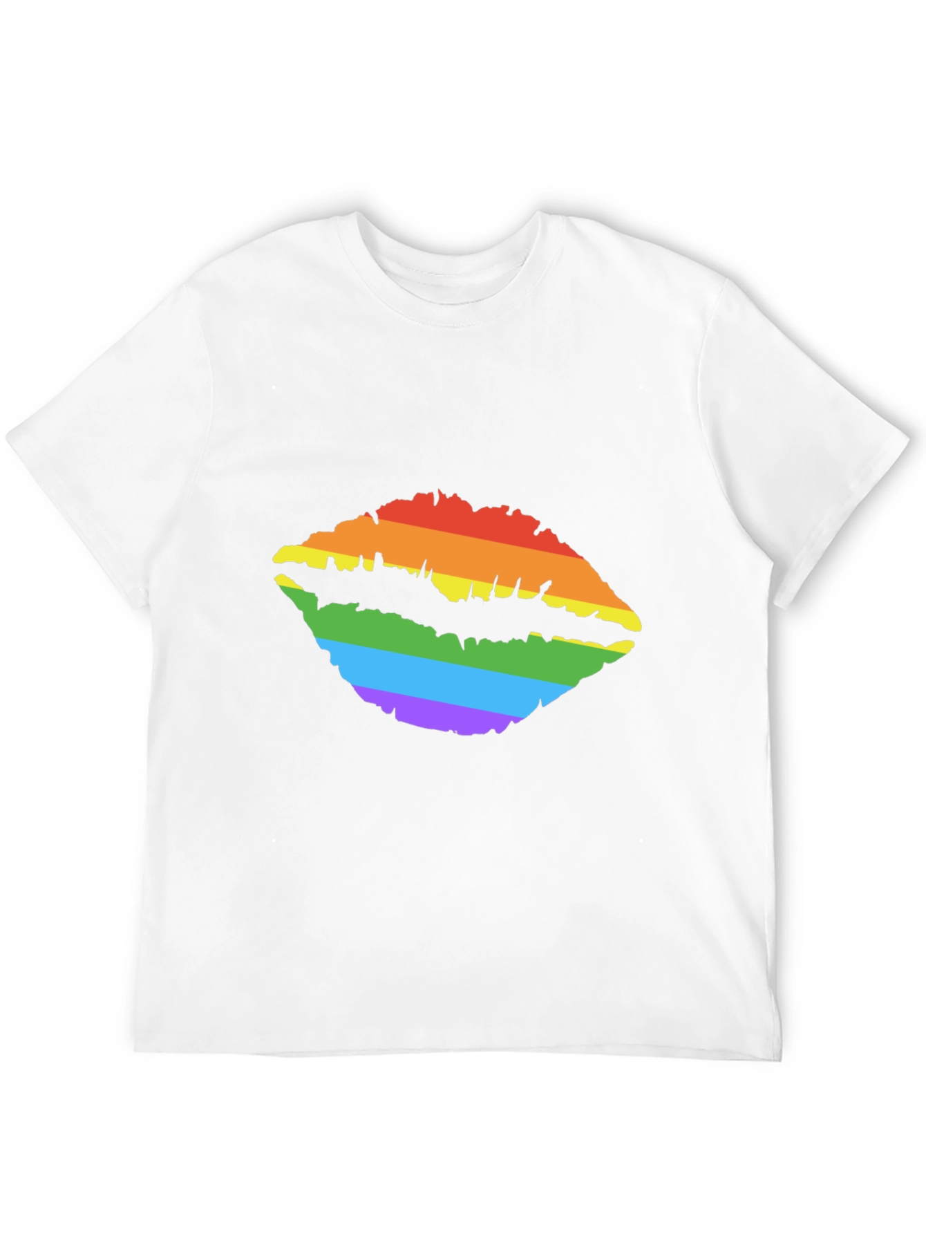Rainbow Lips Print Tee - Stylish LGBTQ+ Pride T-Shirt