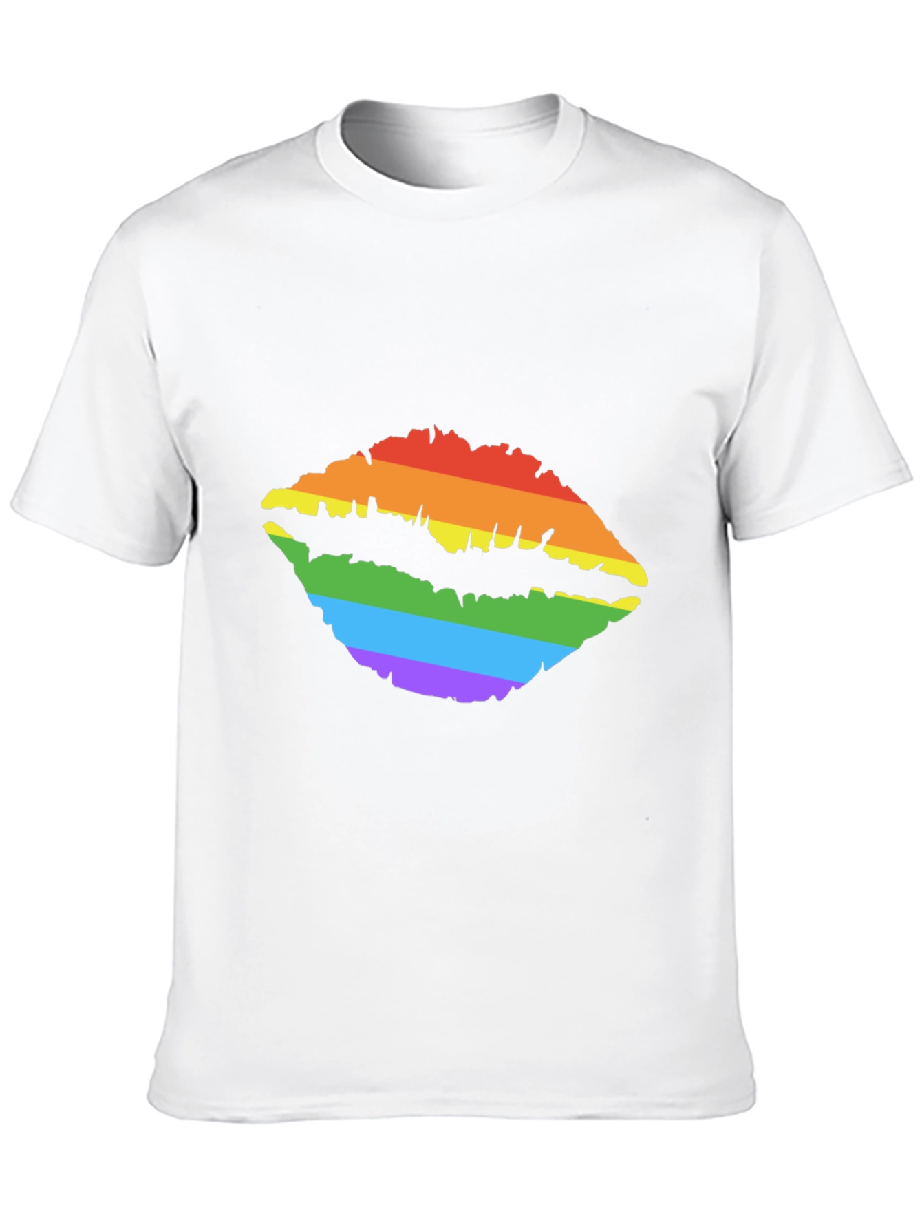 Rainbow Lips Print Tee - Stylish LGBTQ+ Pride T-Shirt