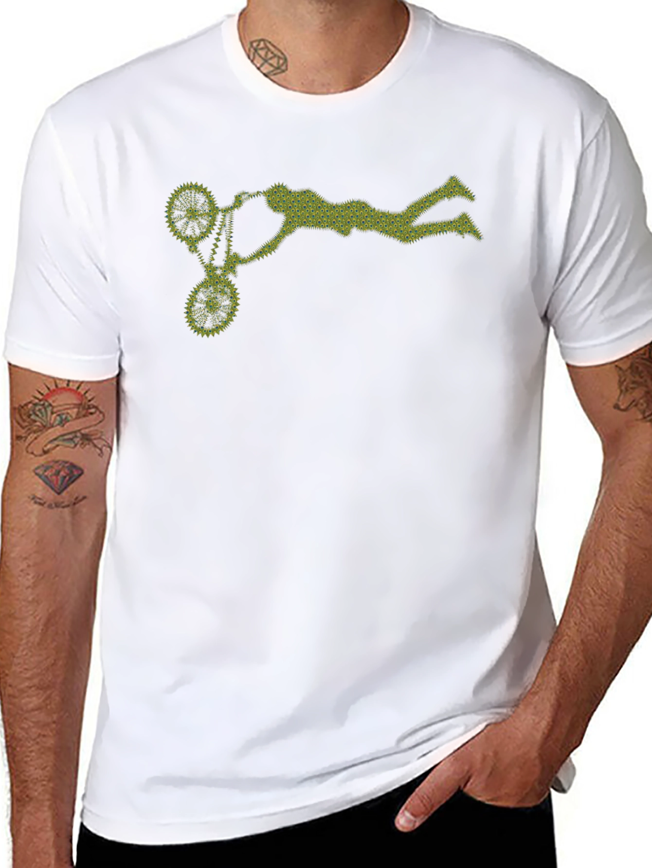 Bicycle Stunt Graphic Tee - Black Cotton Casual Shirt