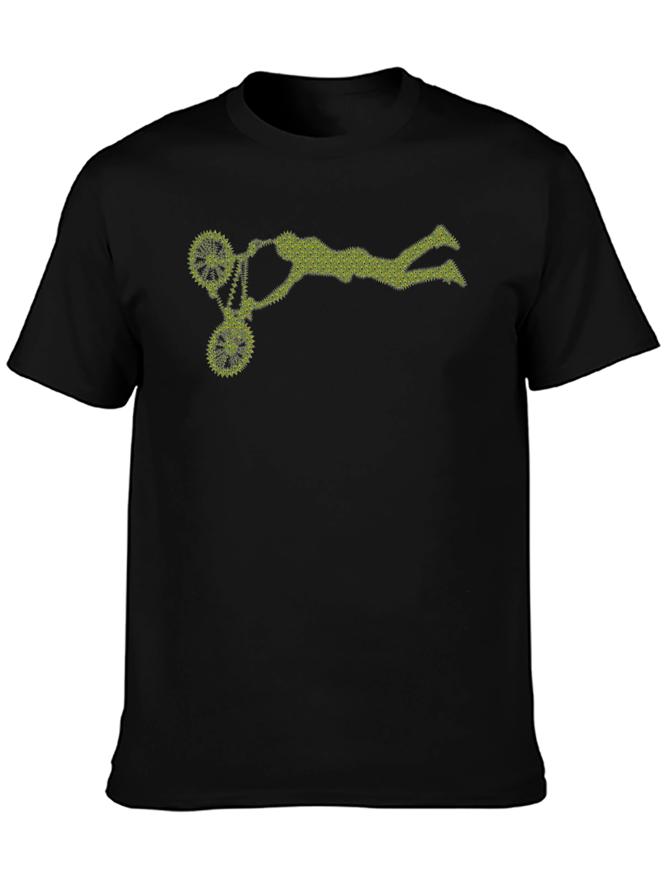 Bicycle Stunt Graphic Tee - Black Cotton Casual Shirt