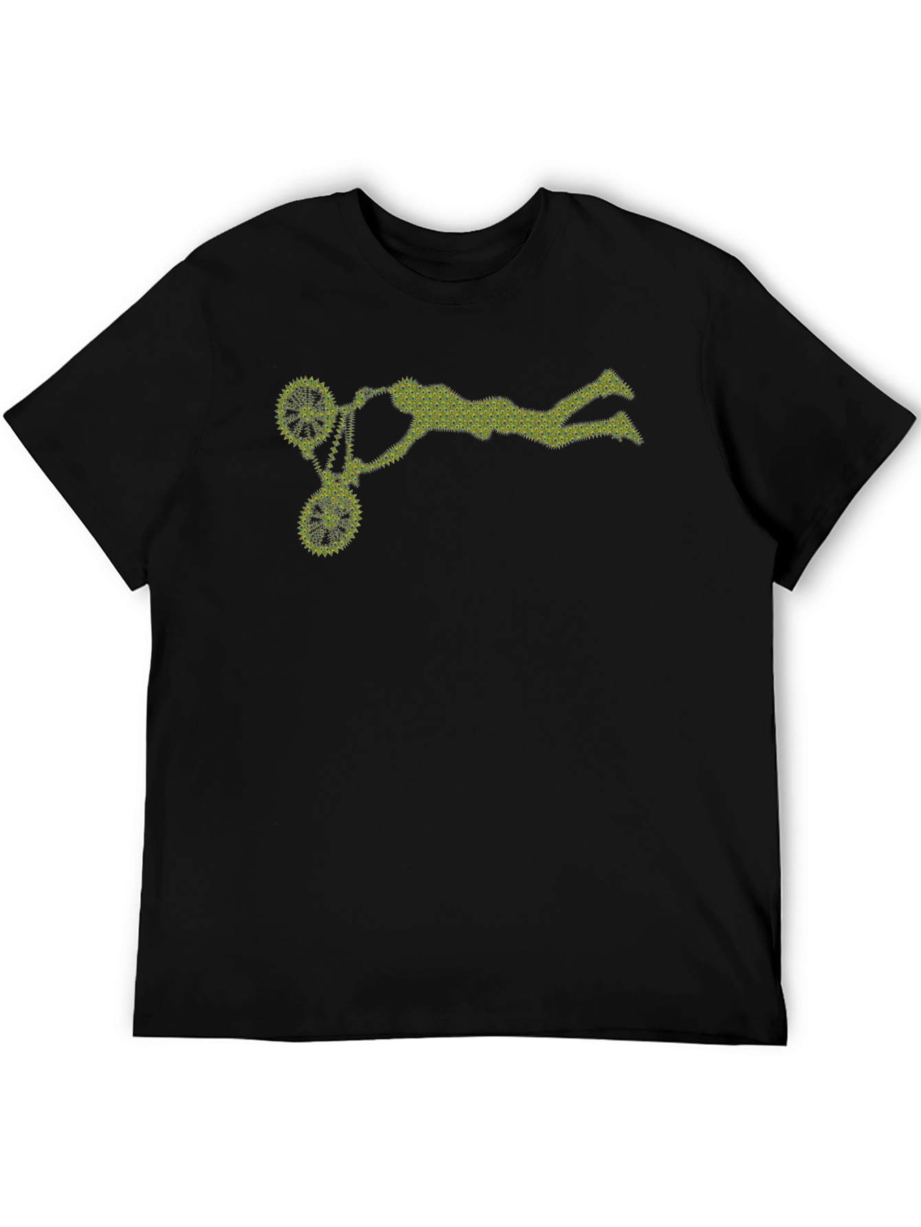 Bicycle Stunt Graphic Tee - Black Cotton Casual Shirt