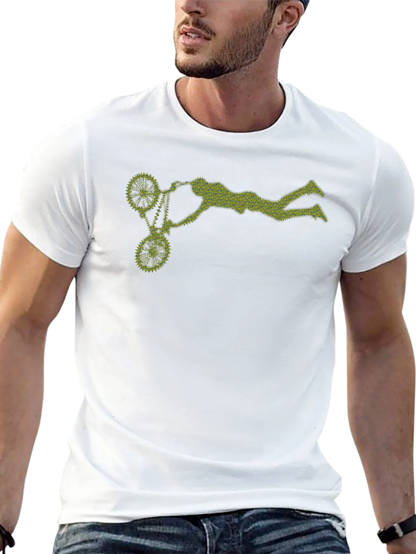 Bicycle Stunt Graphic Tee - Black Cotton Casual Shirt