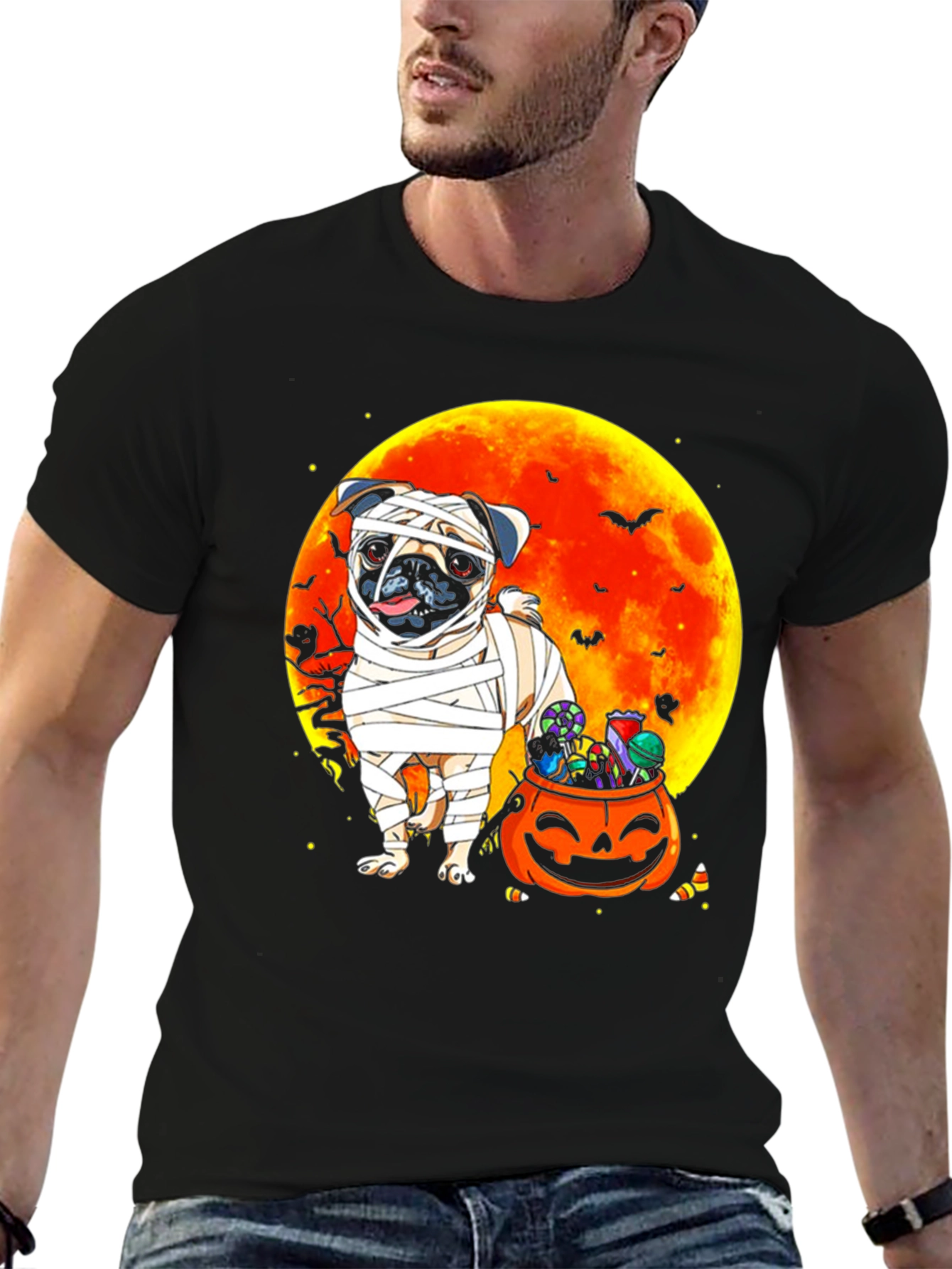 Halloween Mummy Pug T-Shirt