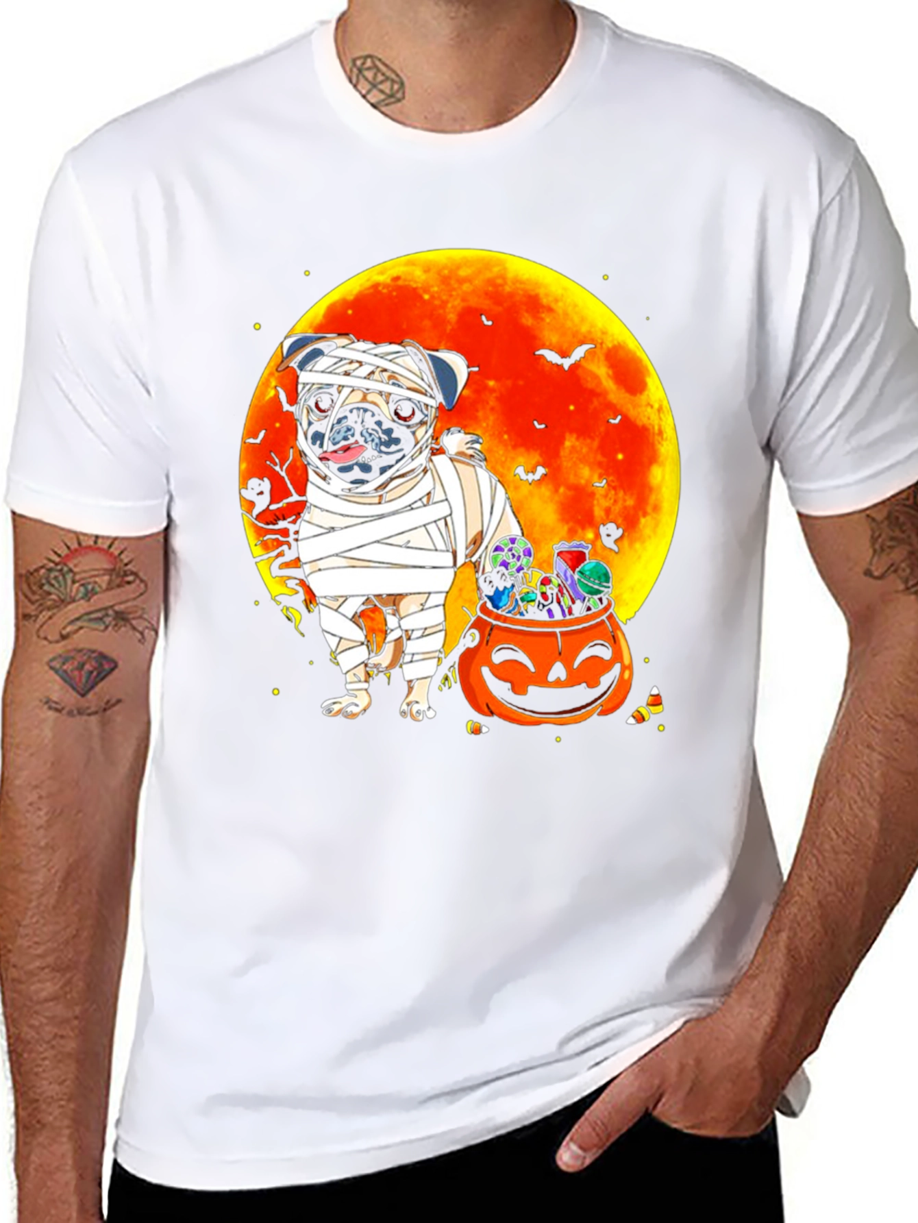 Halloween Mummy Pug T-Shirt
