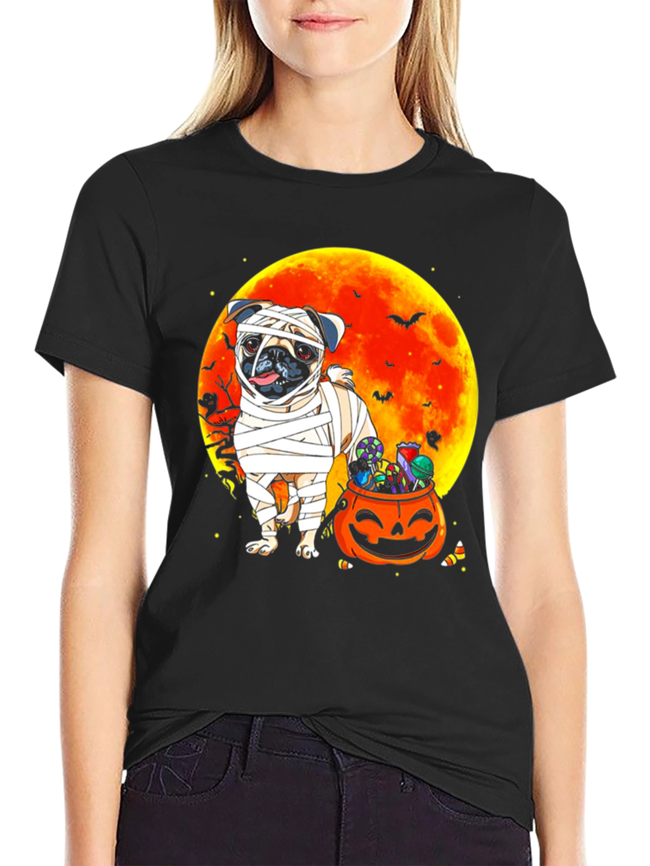 Halloween Mummy Pug T-Shirt