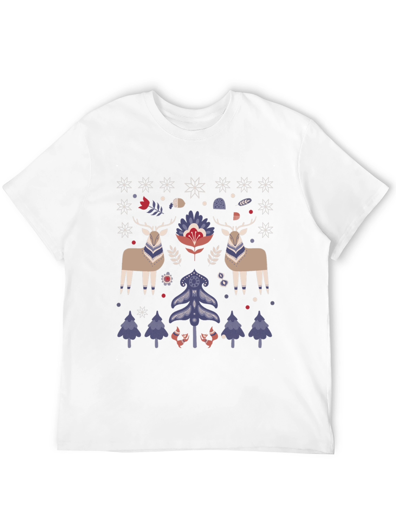 Festive Folk Art Deer & Tree Graphic Tee