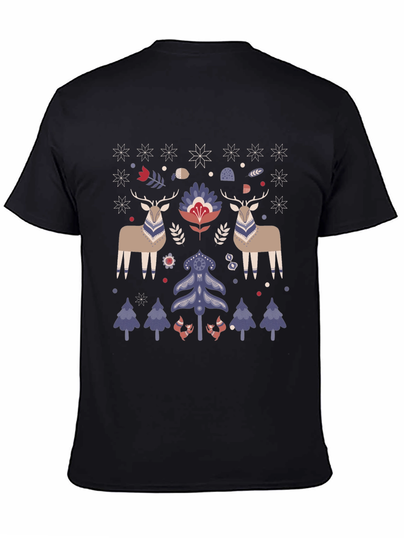 Festive Folk Art Deer & Tree Graphic Tee