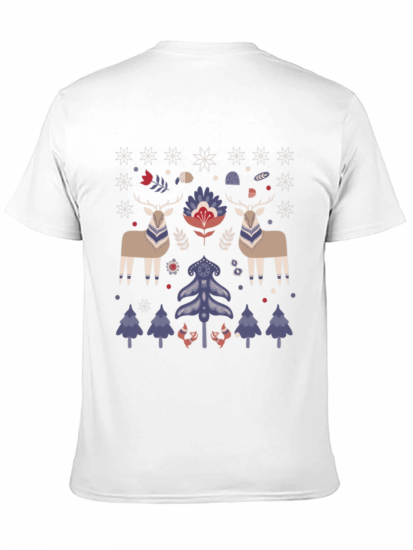 Festive Folk Art Deer & Tree Graphic Tee