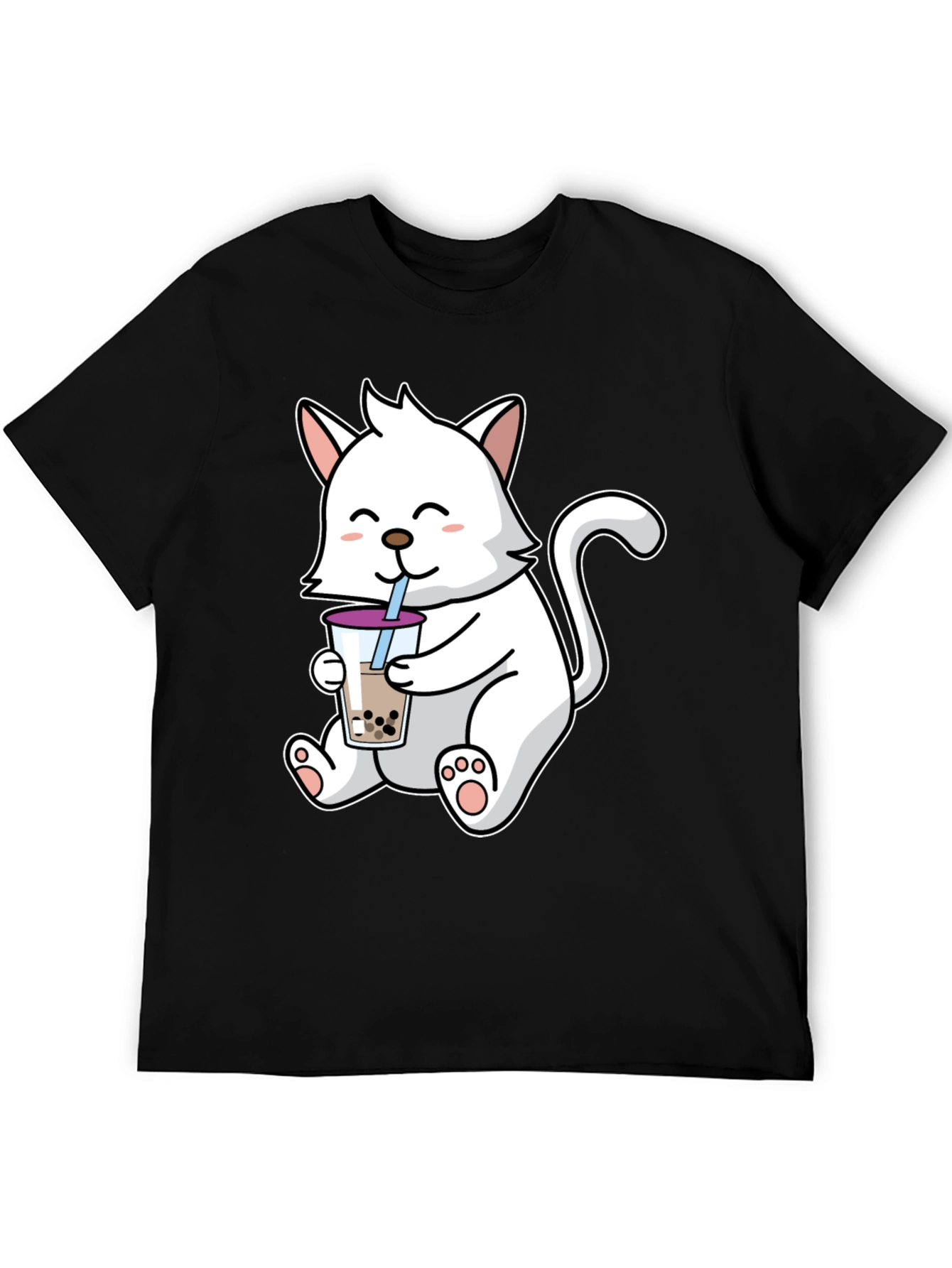 Cute Cat Bubble Tea Graphic T-Shirt