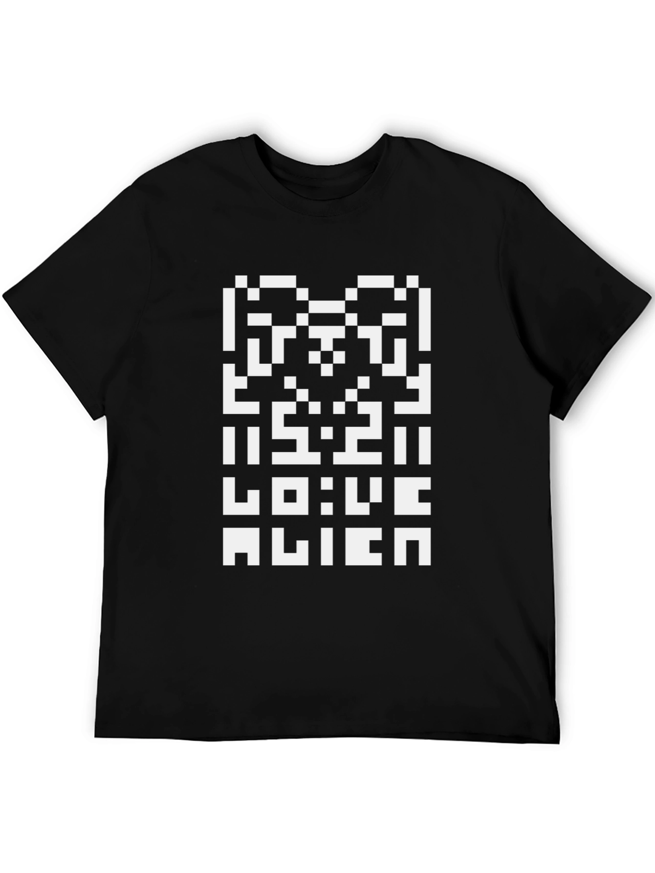 Pixelated Alien Graphic T-Shirt - Black Cotton Tee