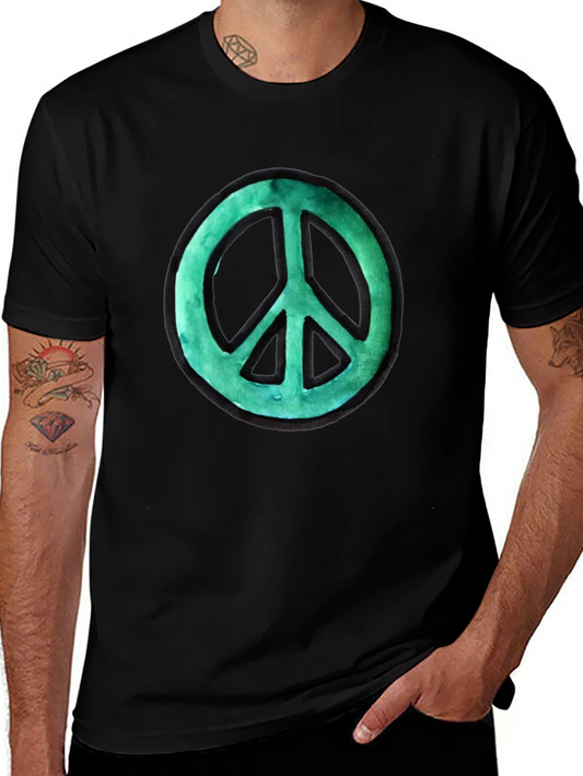Peace Sign Graphic Tee - Black Cotton