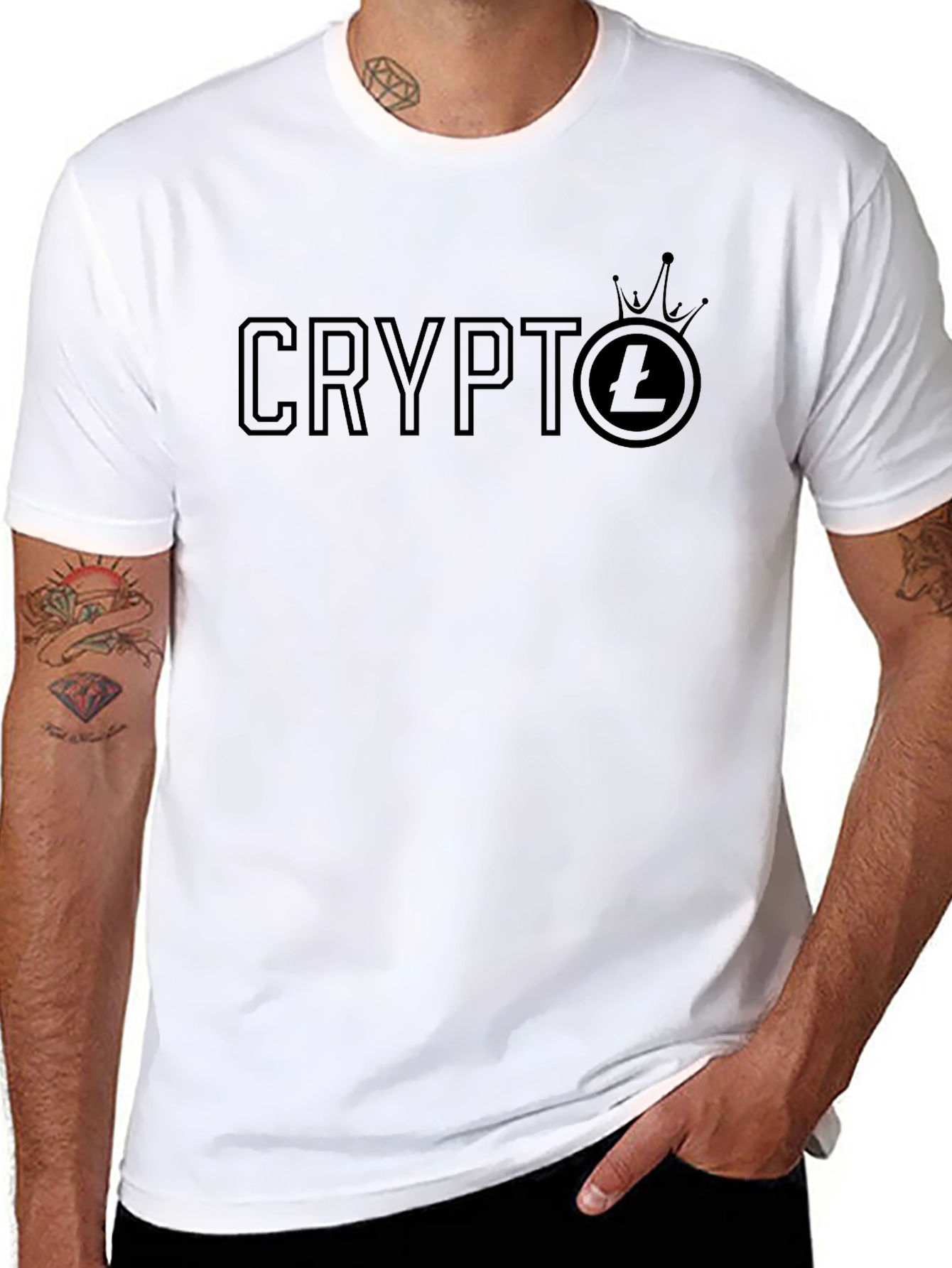 Crypto Litecoin Crown Black T-Shirt