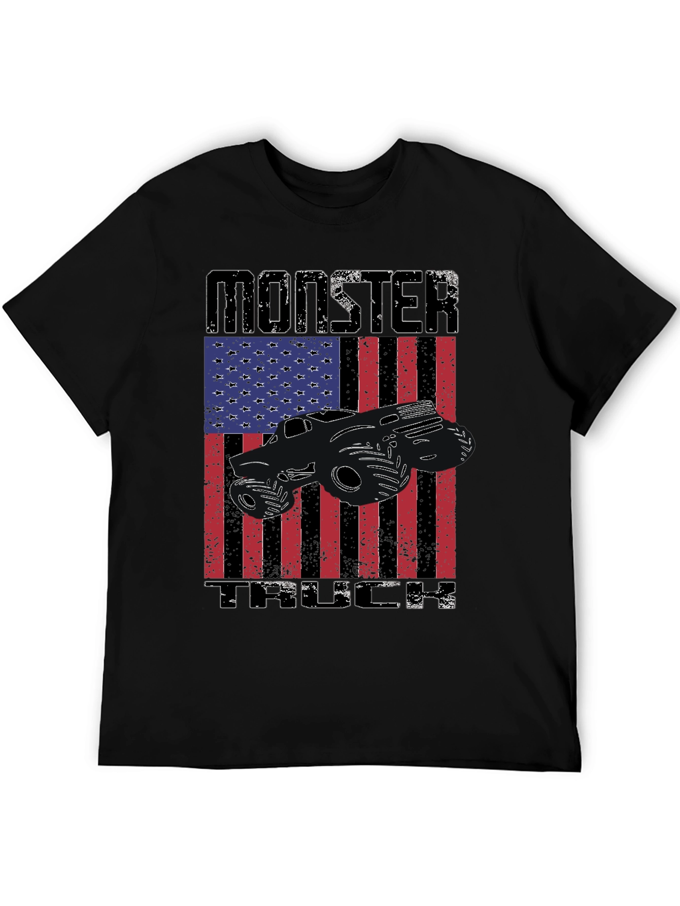 Monster Truck American Flag Graphic T-Shirt