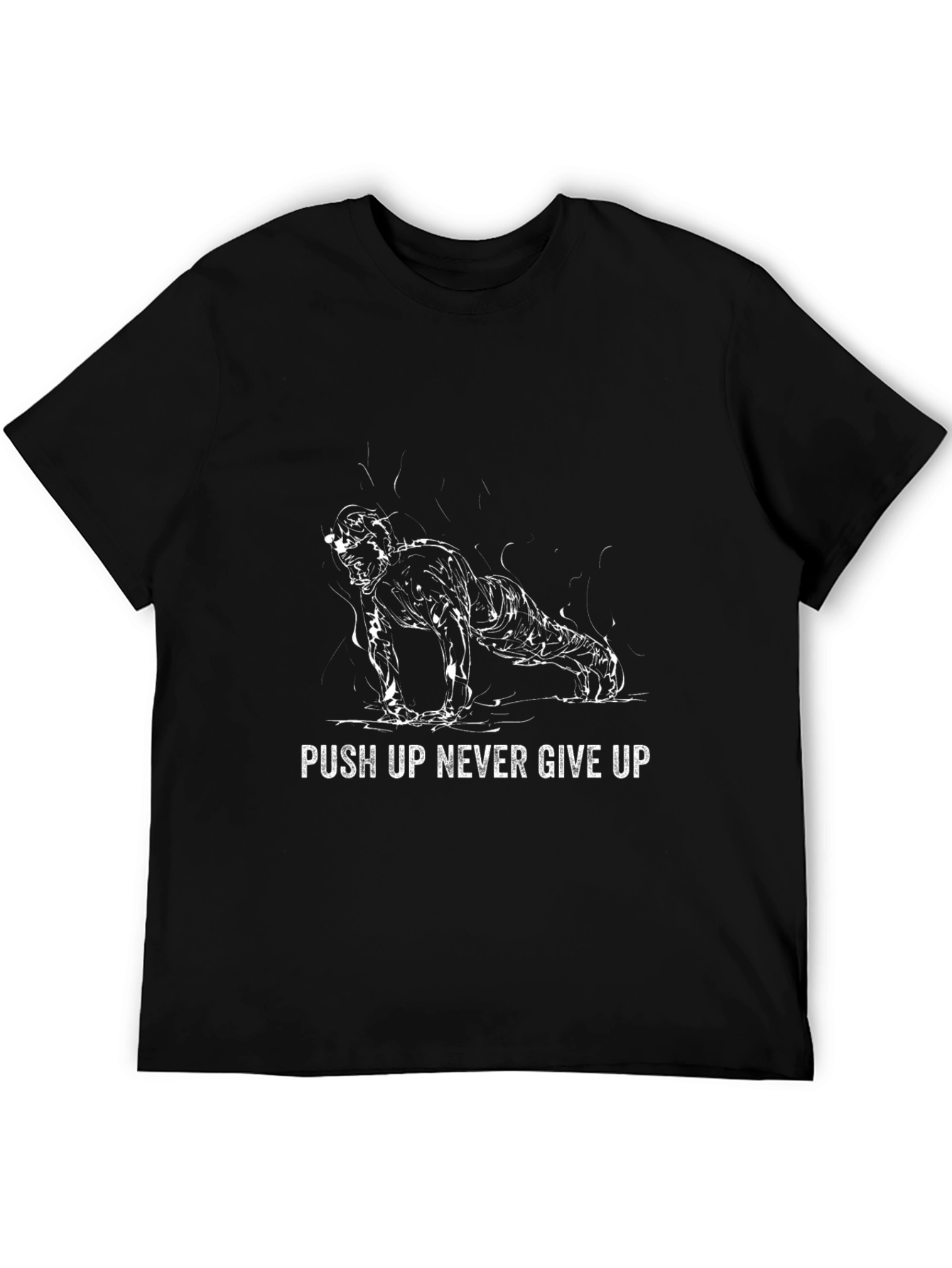 Push Up Never Give Up Black Graphic T-Shirt