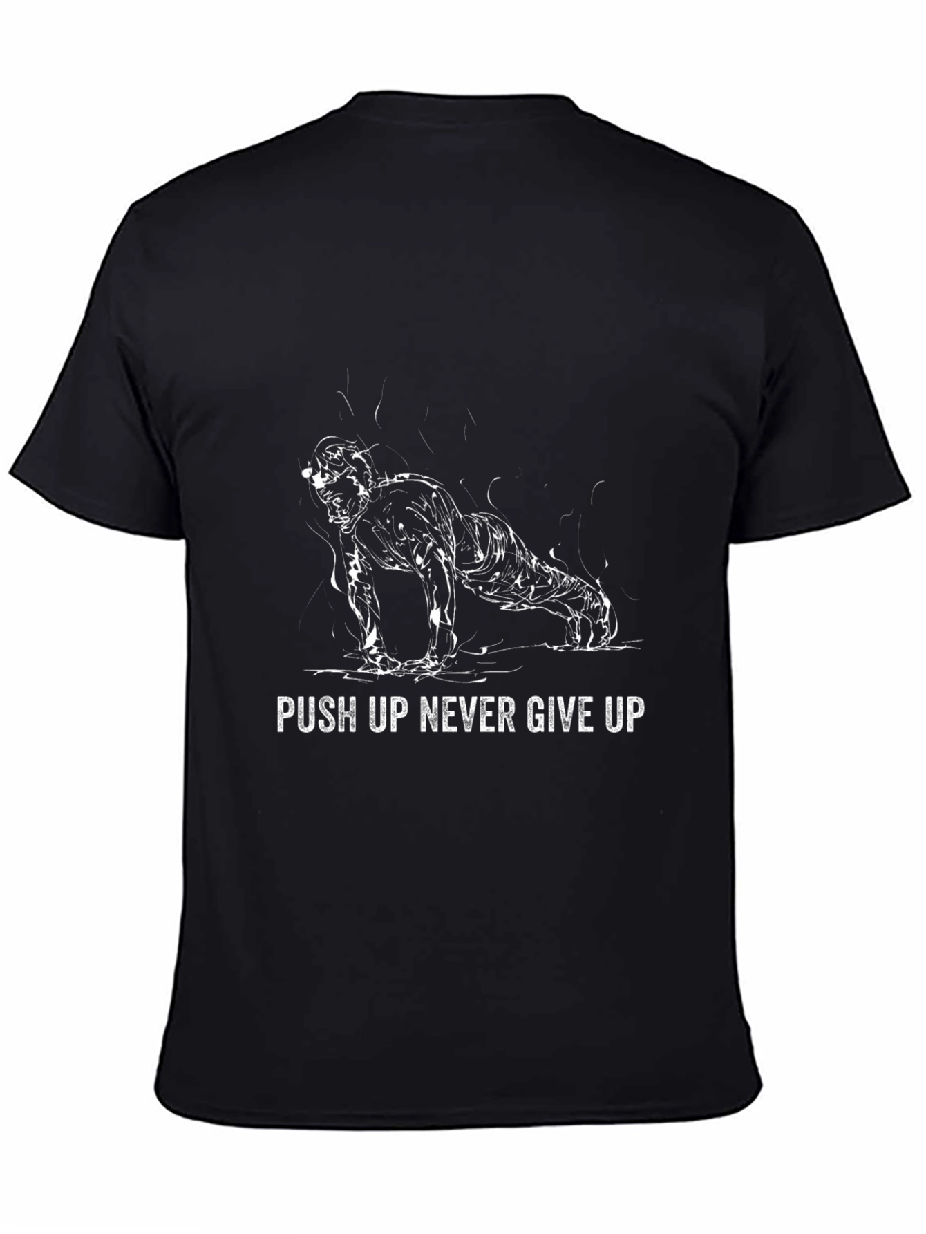 Push Up Never Give Up Black Graphic T-Shirt