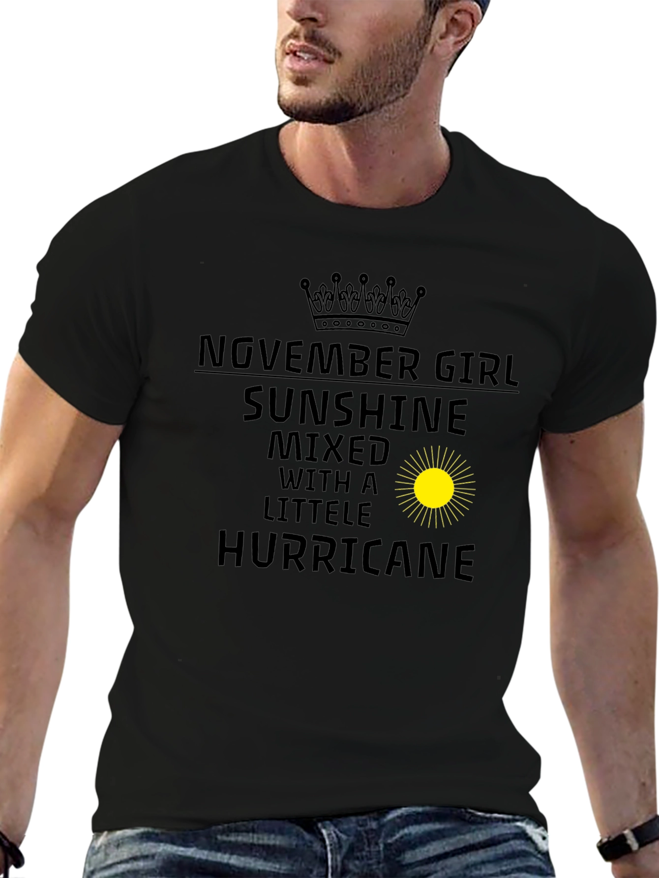 November Girl Sunshine Hurricane Black Tee