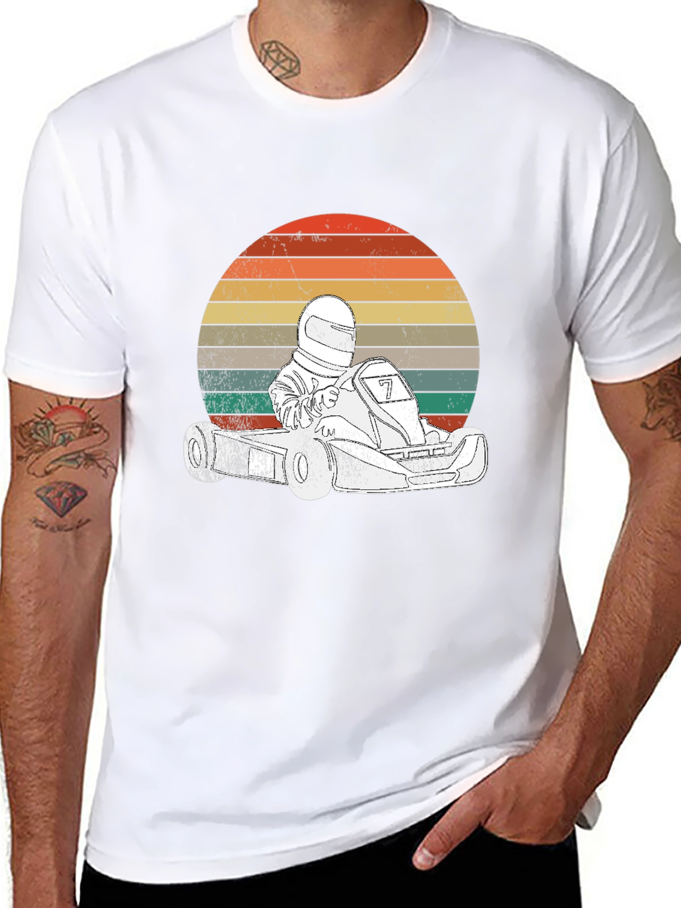 Go Kart Racing Sunset Graphic Tee