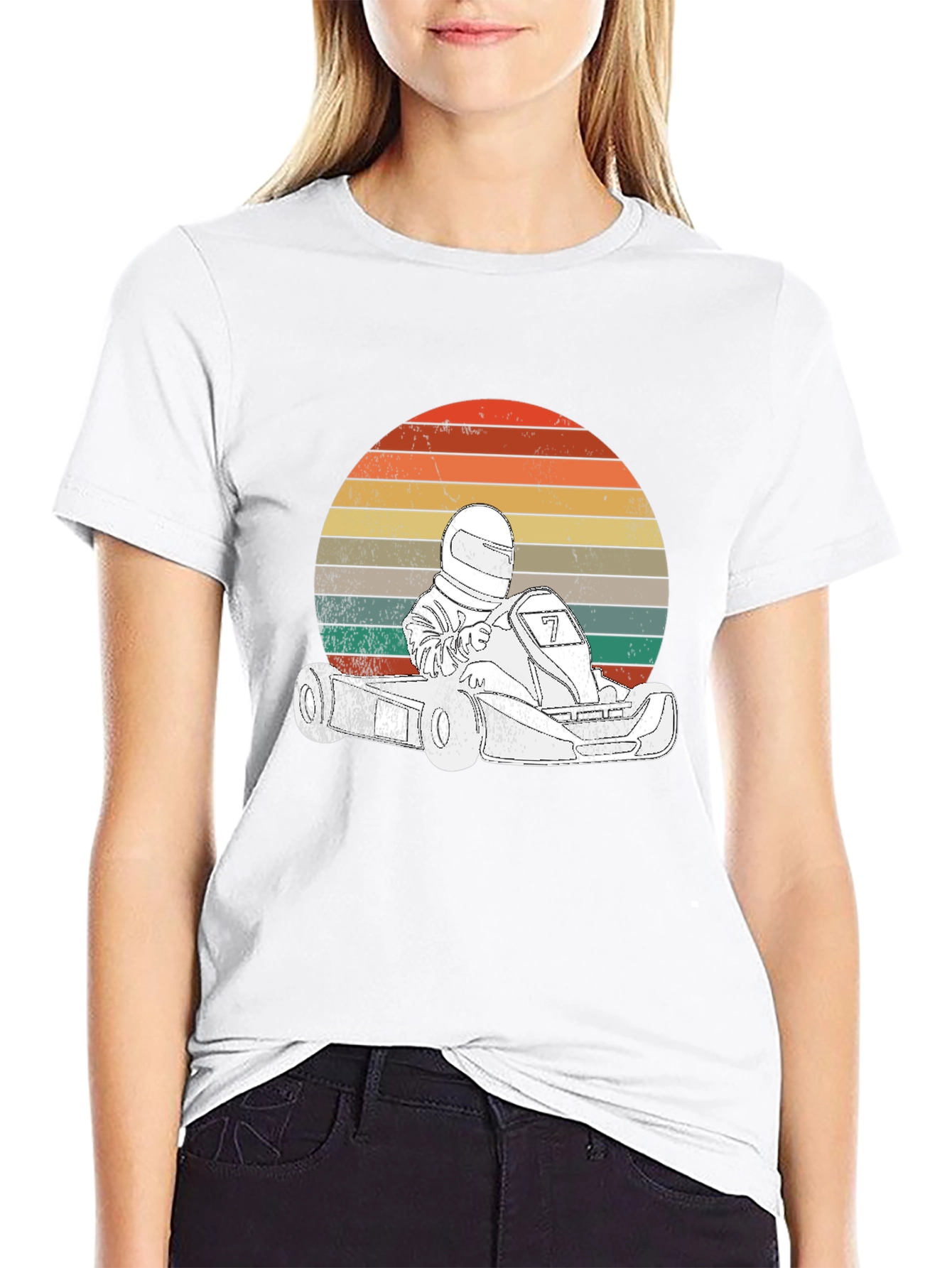 Go Kart Racing Sunset Graphic Tee