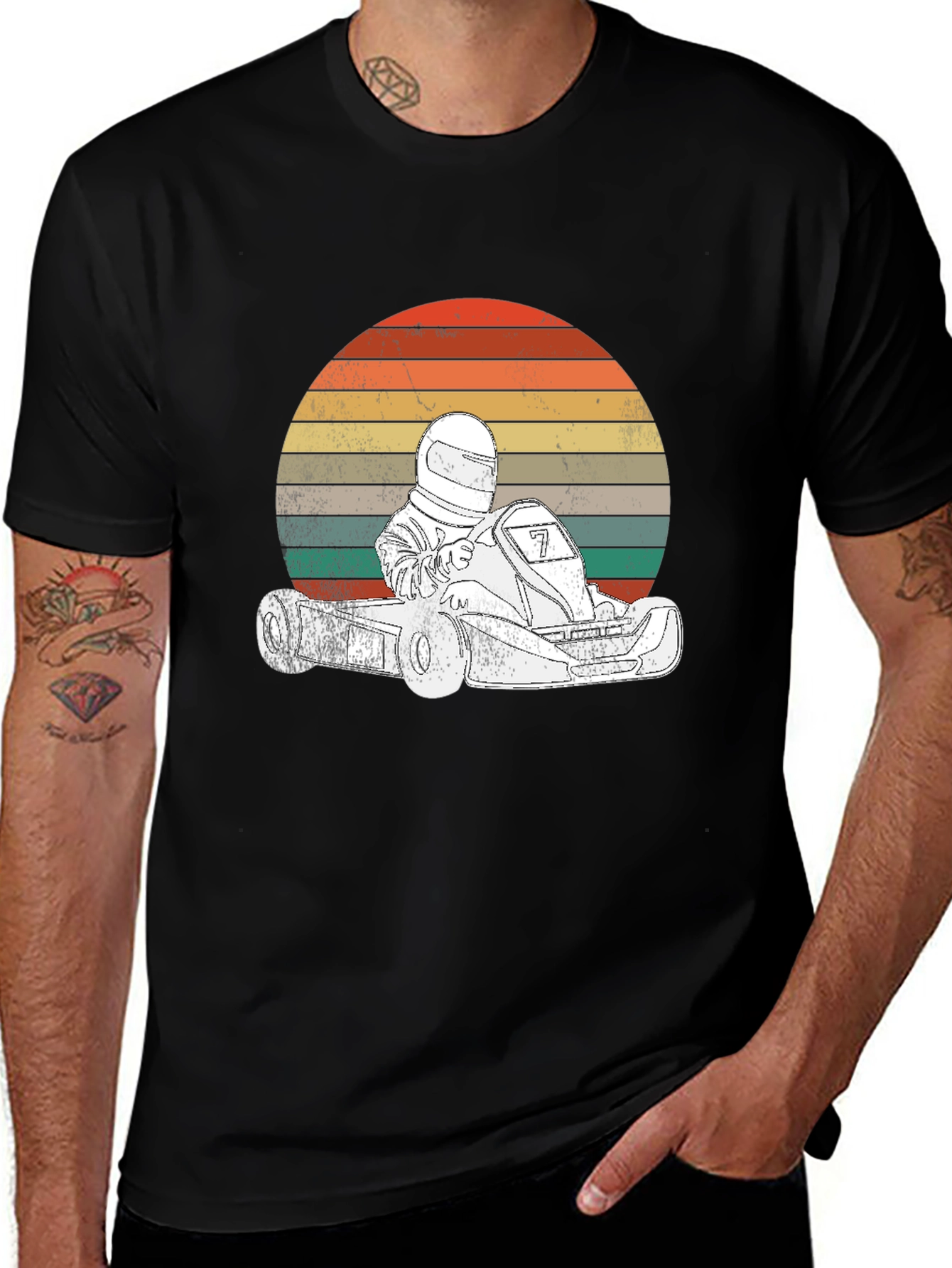 Go Kart Racing Sunset Graphic Tee