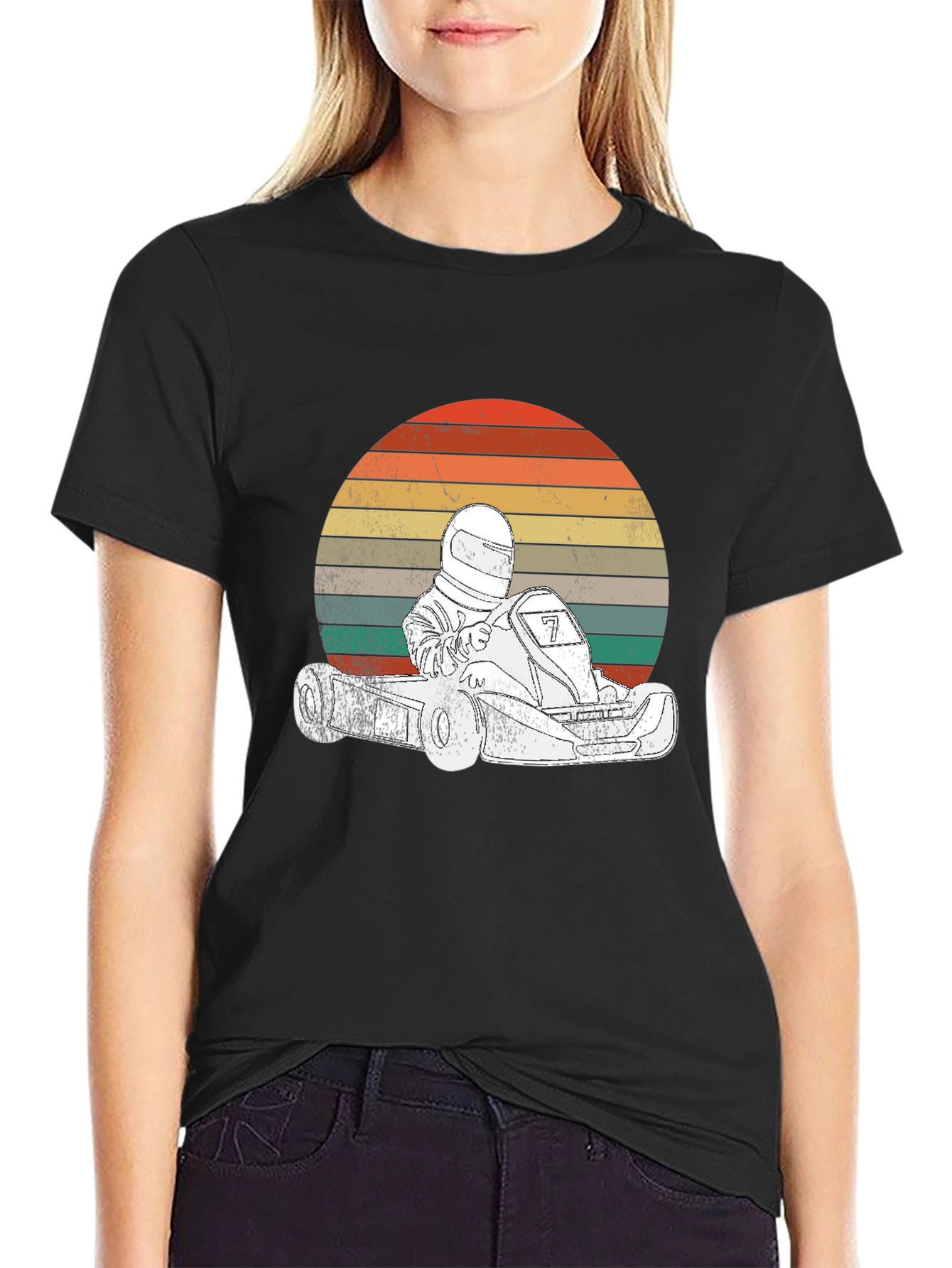 Go Kart Racing Sunset Graphic Tee