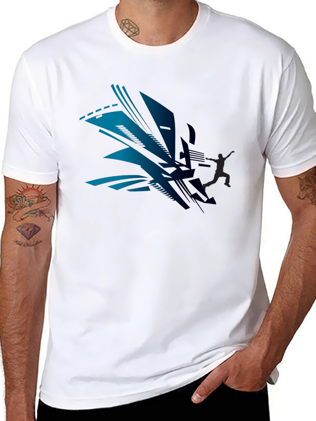 Modern Abstract Design Black T-Shirt