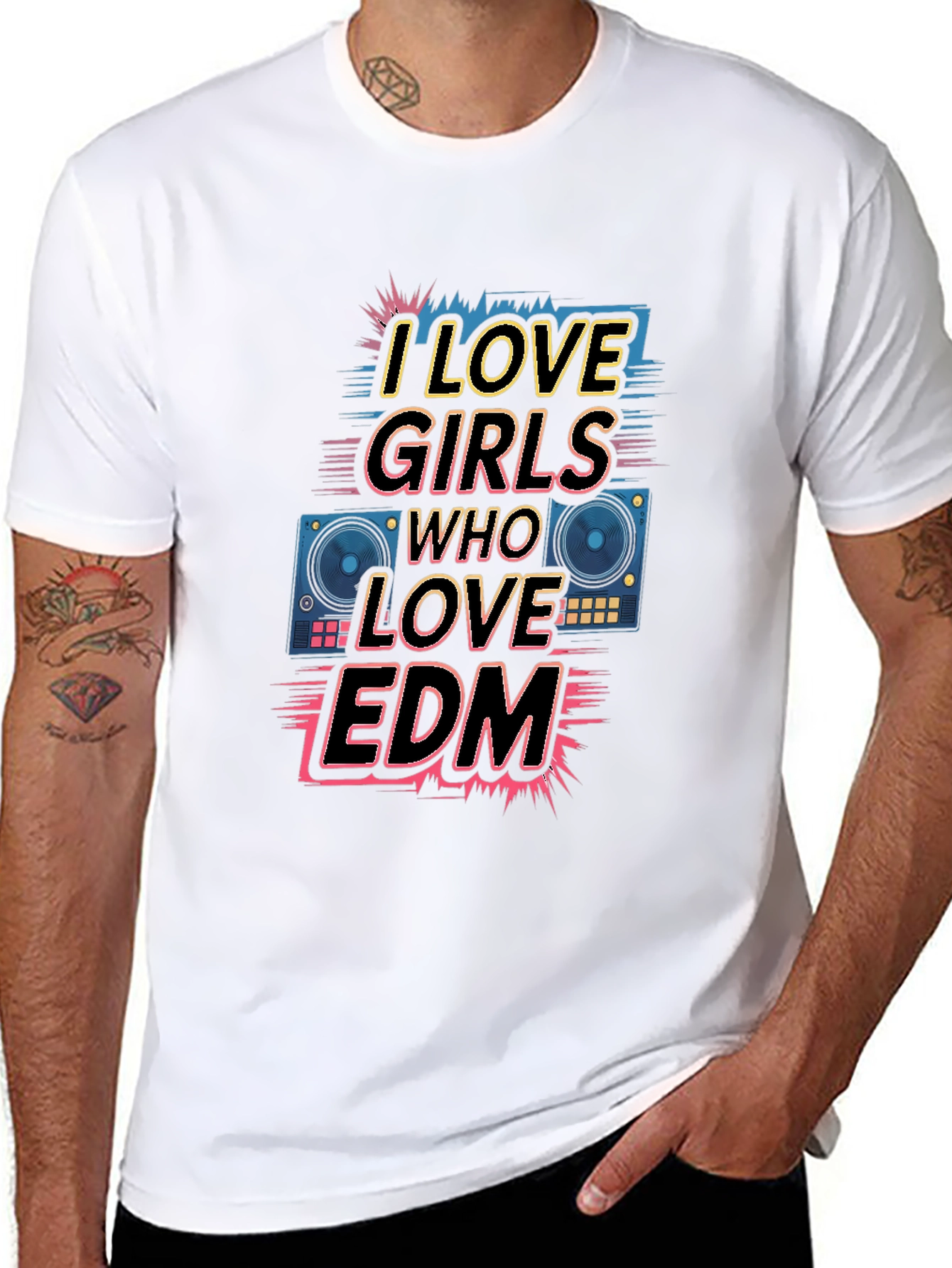 I Love Girls Who Love EDM T-Shirt - Black