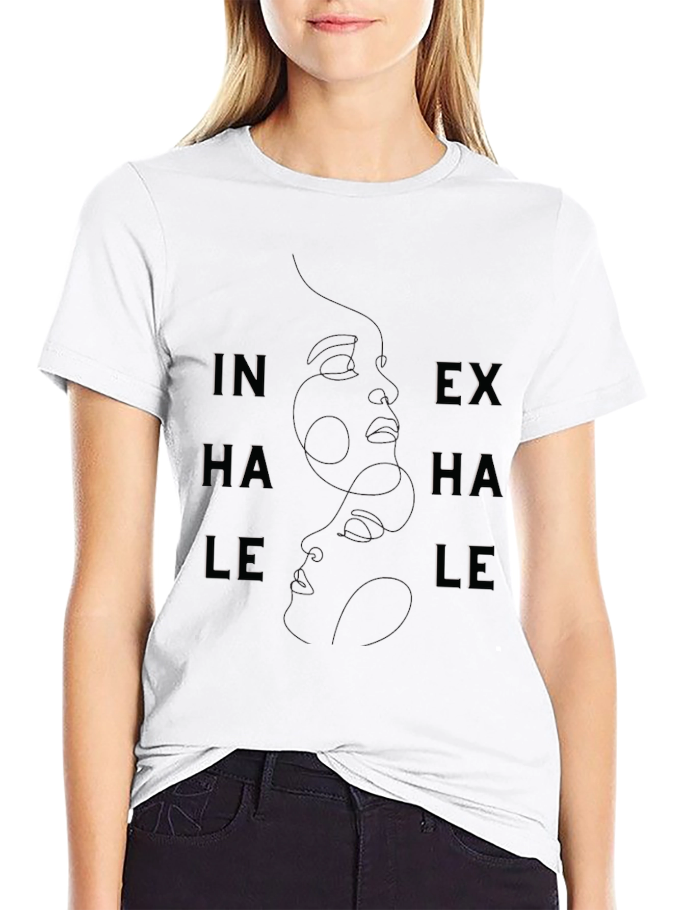 Inhale Exhale Black Graphic Tee - Breathwork Design