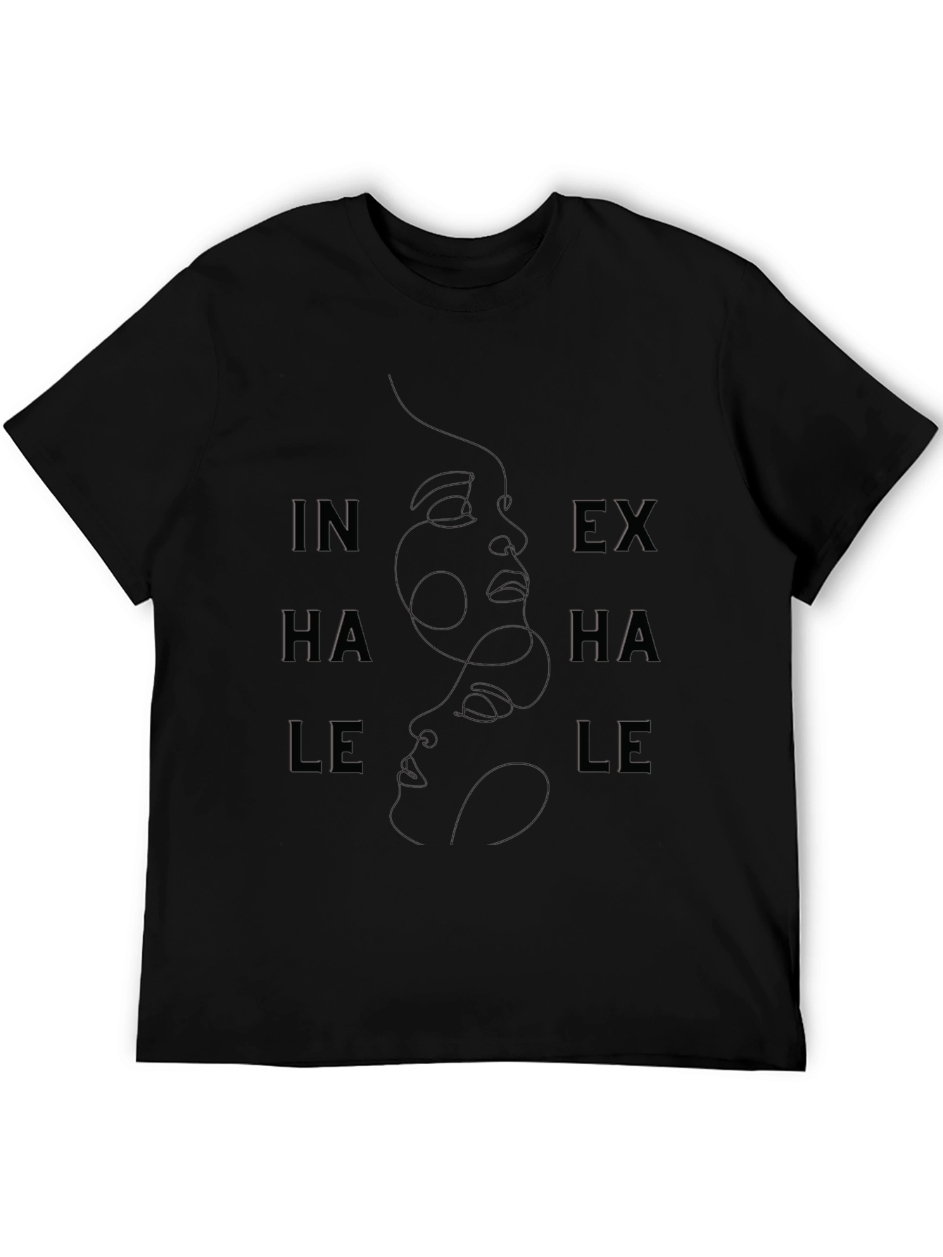 Inhale Exhale Black Graphic Tee - Breathwork Design