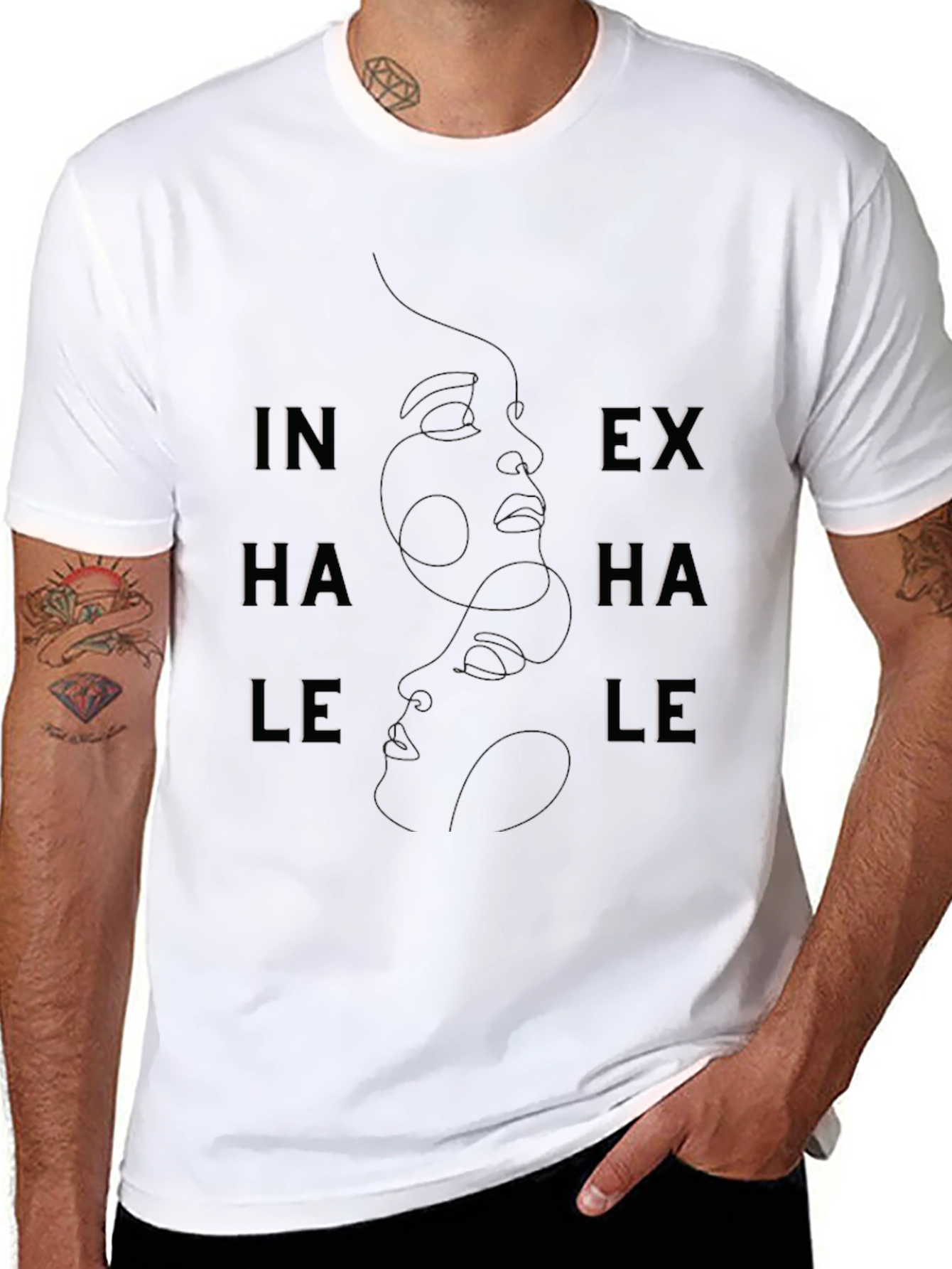Inhale Exhale Black Graphic Tee - Breathwork Design