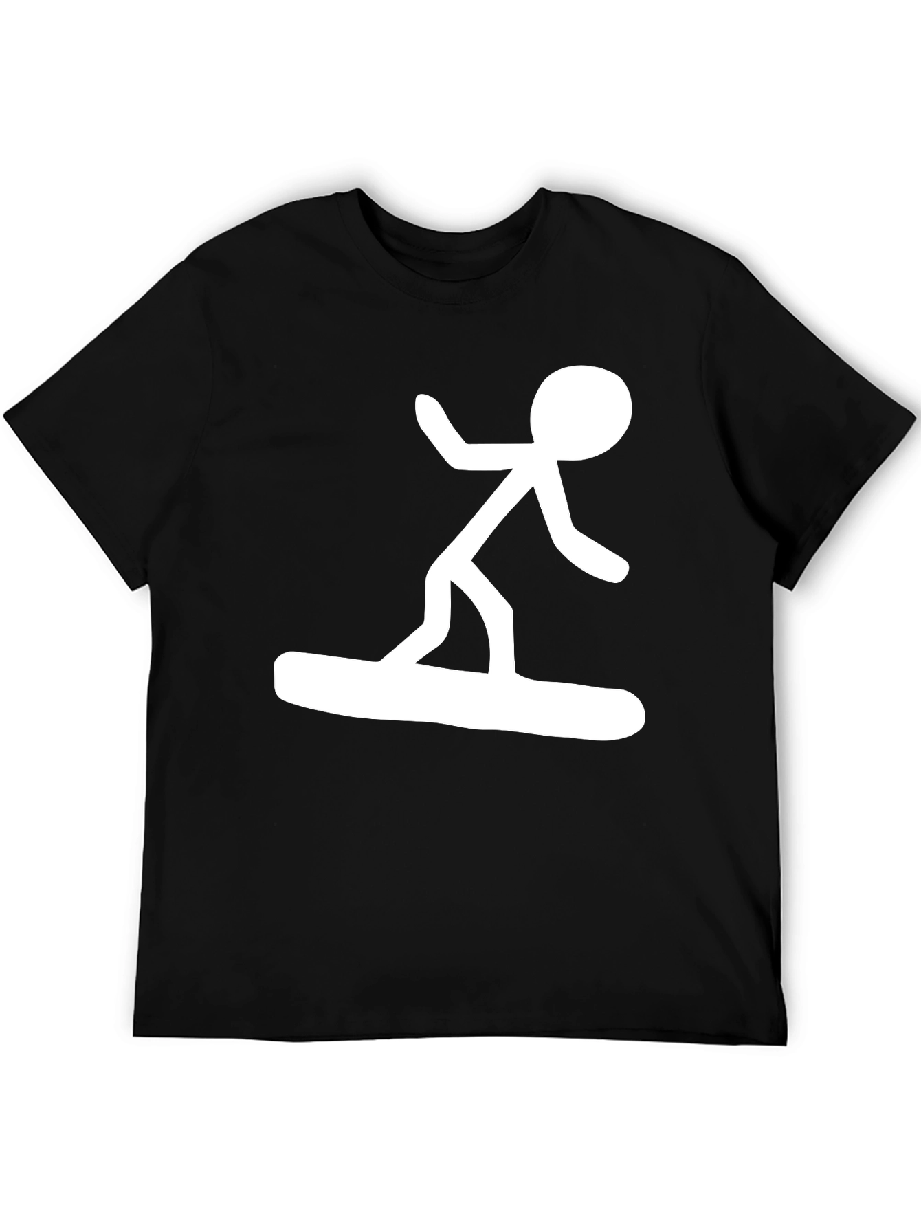 Stick Figure Surfer Black T-Shirt