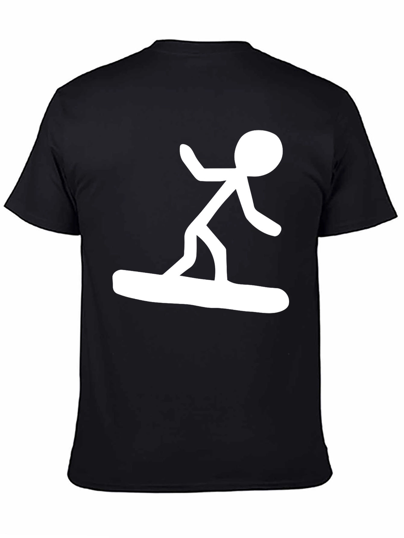 Stick Figure Surfer Black T-Shirt