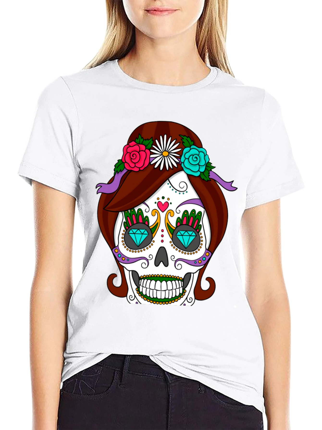 Sugar Skull T-Shirt - Day of the Dead Style