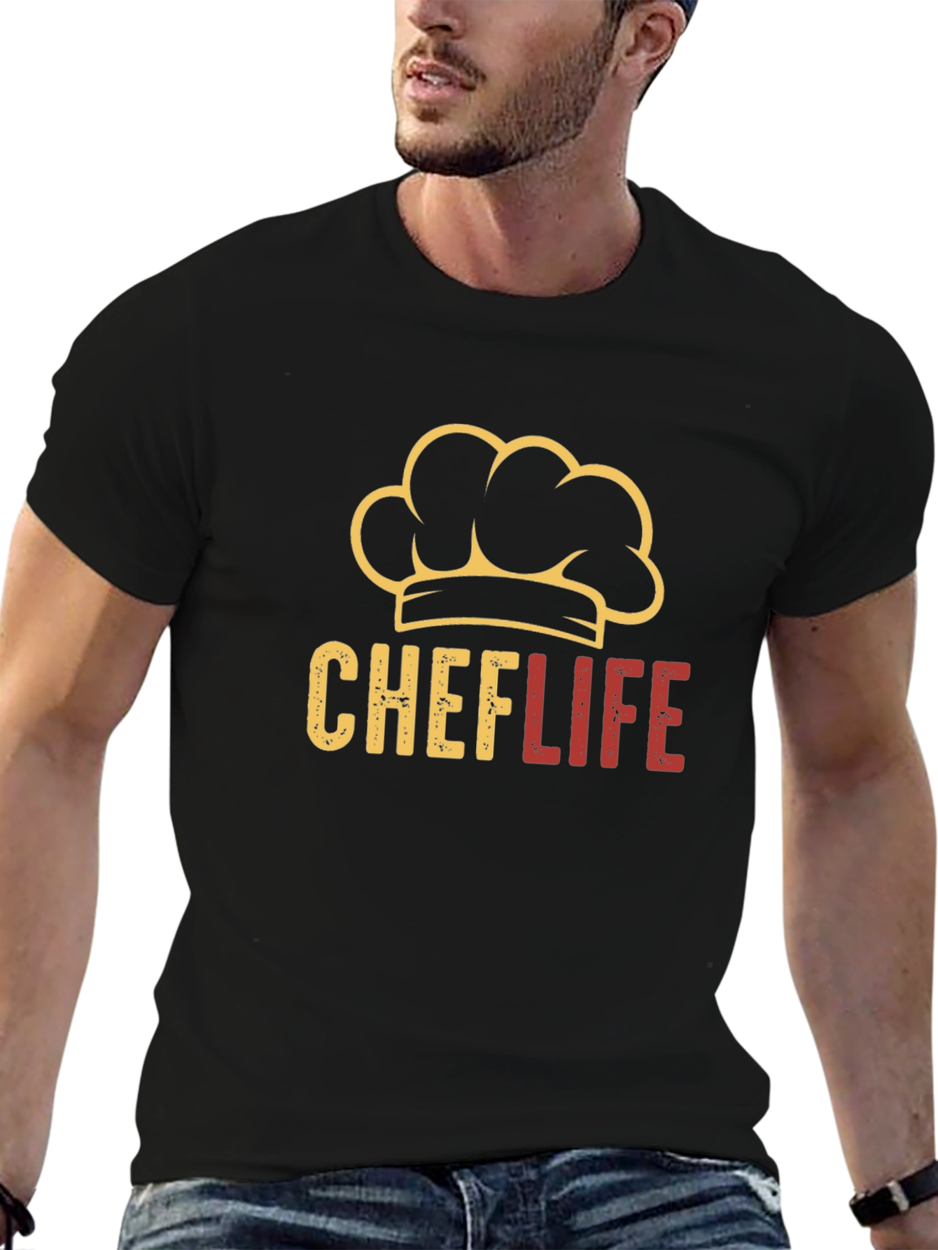 Chef Life T-Shirt - Black Crew Neck