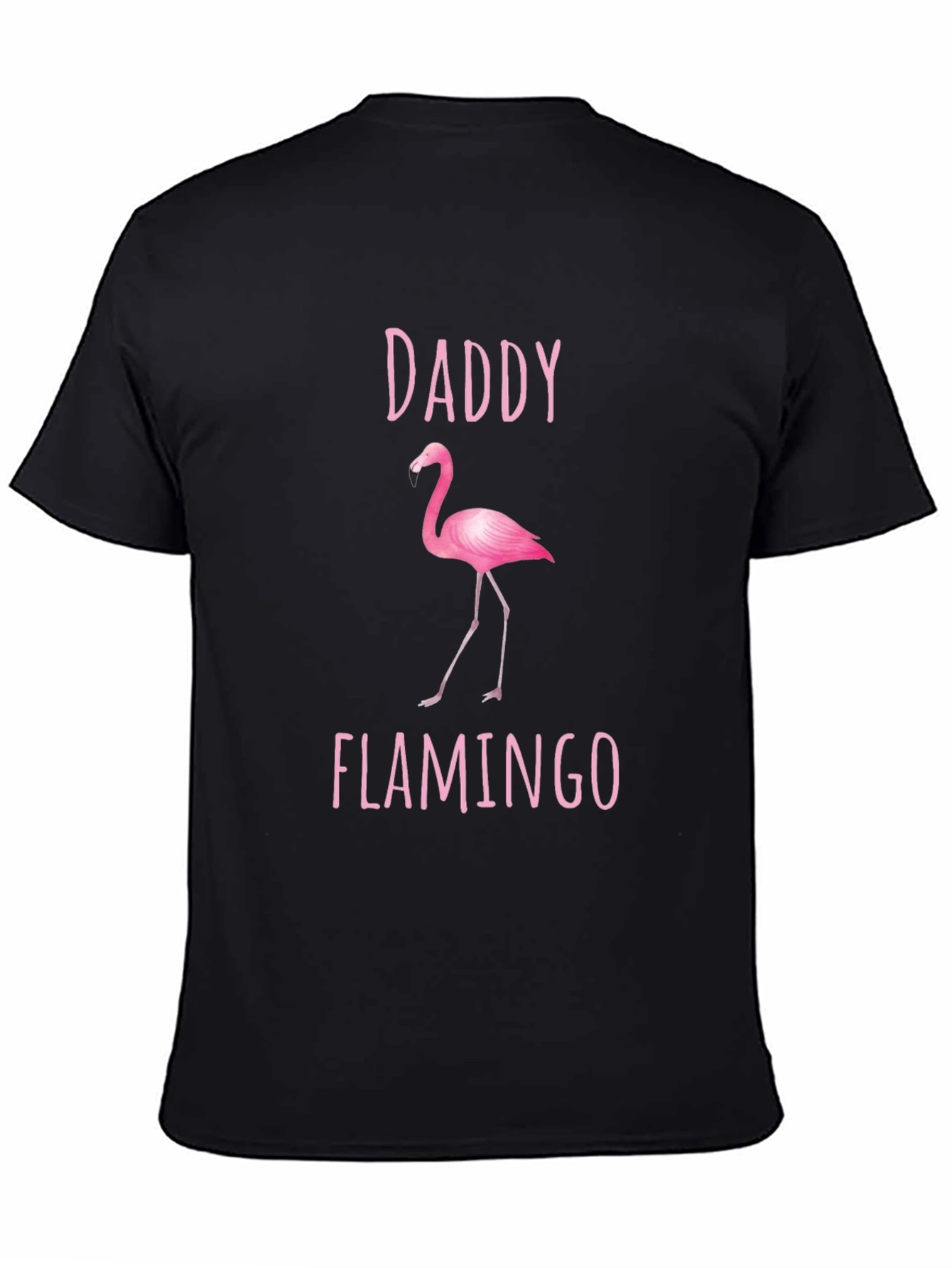 Daddy Flamingo Graphic Tee - Black Cotton Shirt