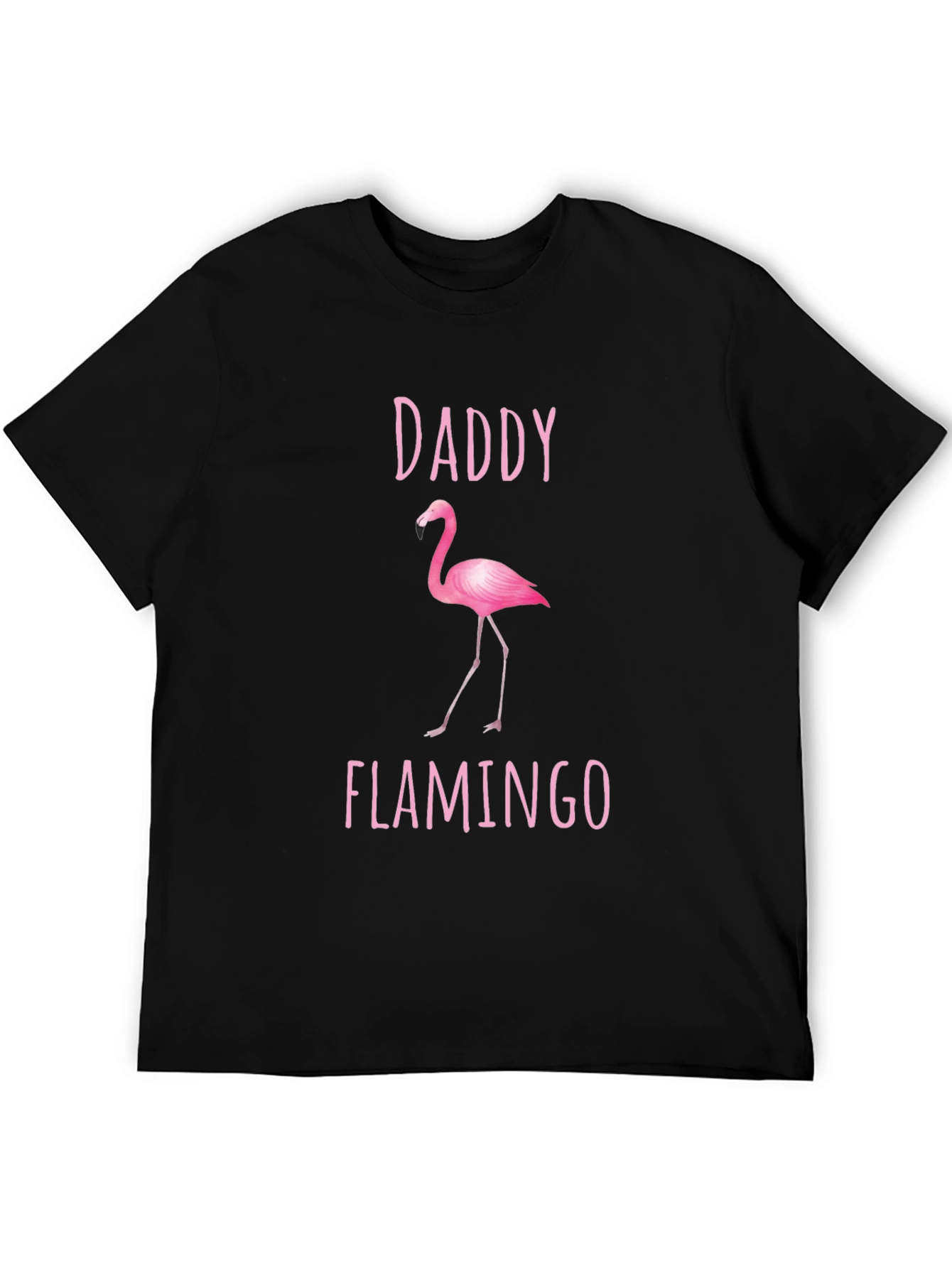 Daddy Flamingo Graphic Tee - Black Cotton Shirt