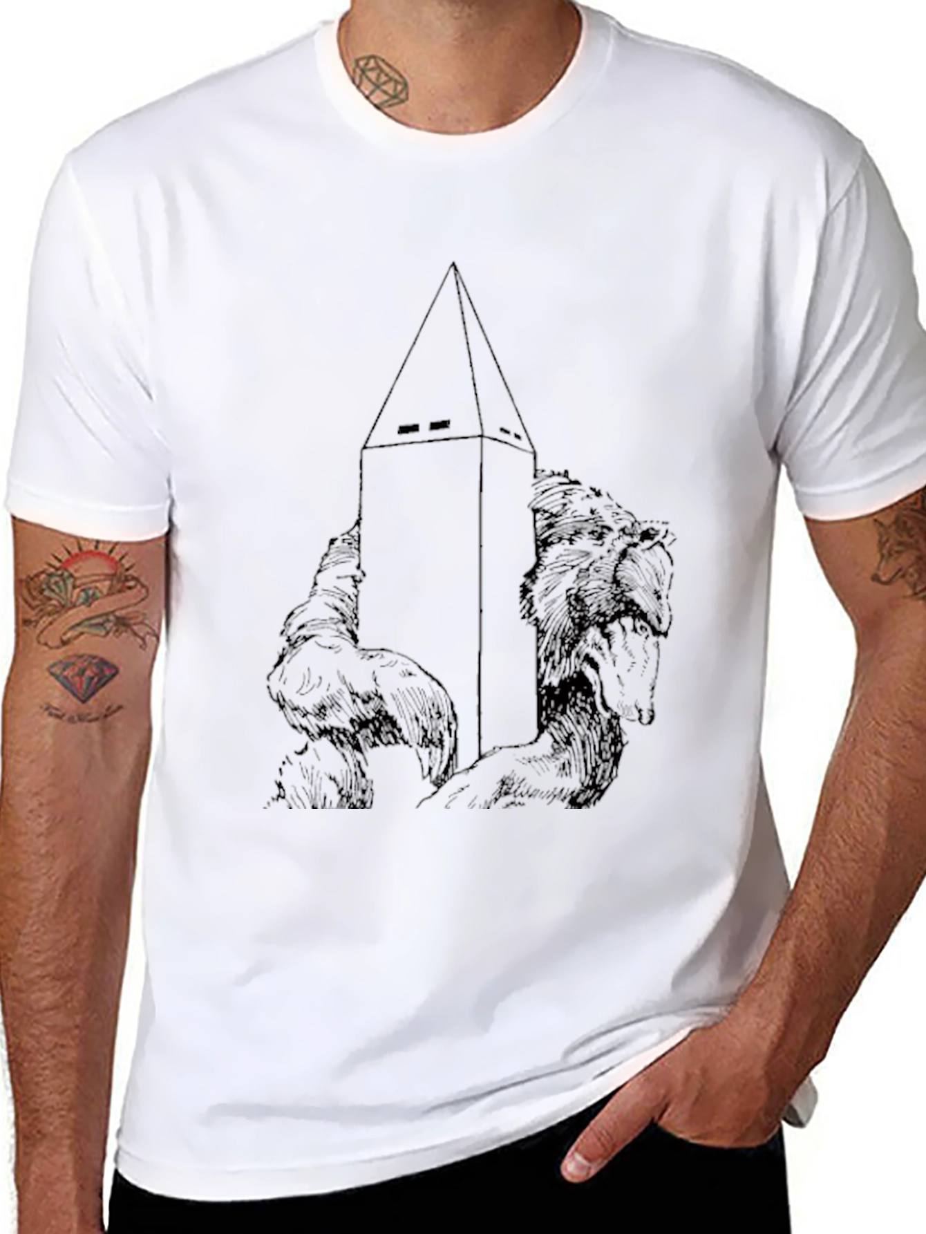 Tower and Wolves Graphic T-Shirt - Black