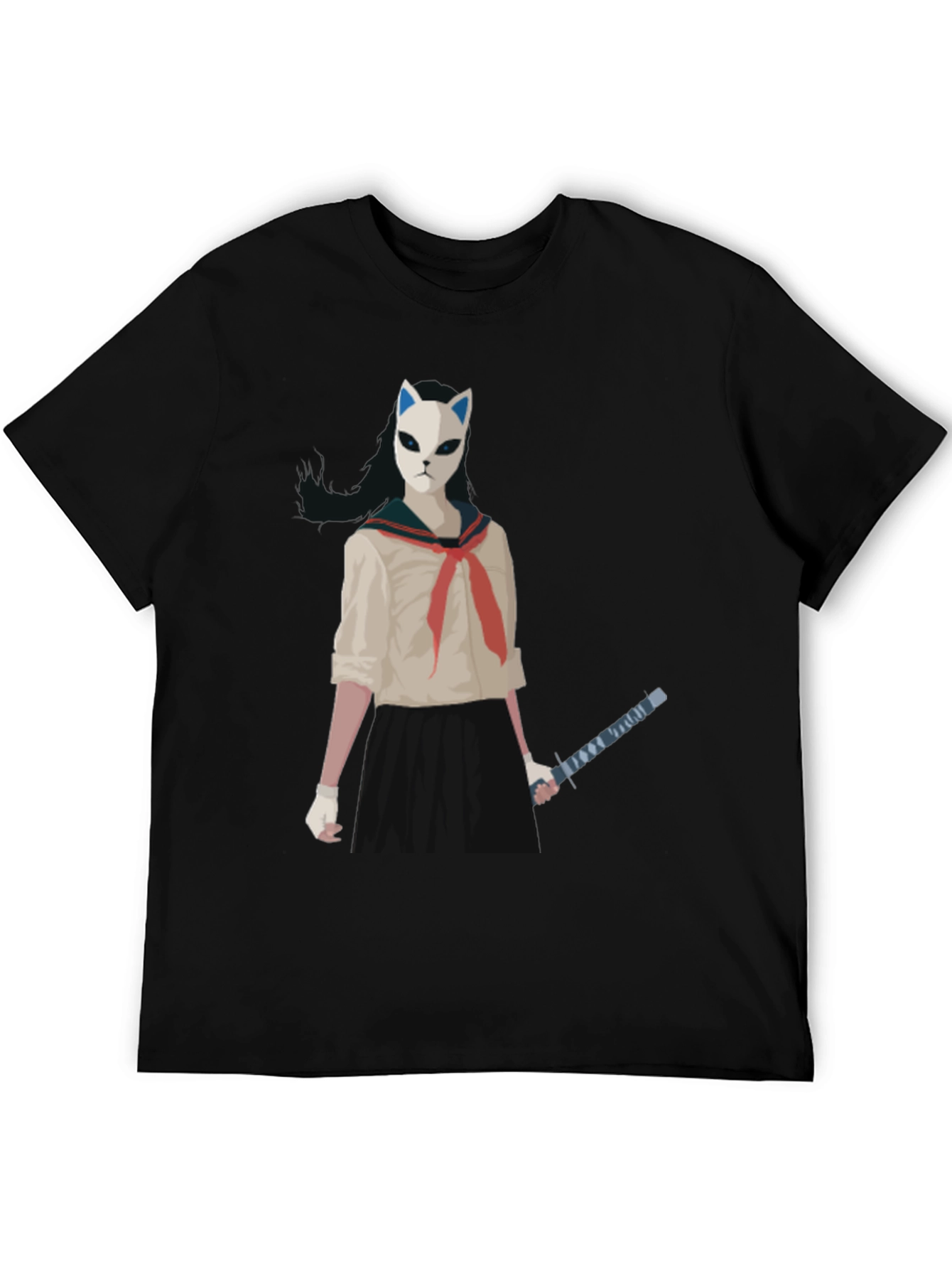 Anime Girl with Mask Graphic T-Shirt