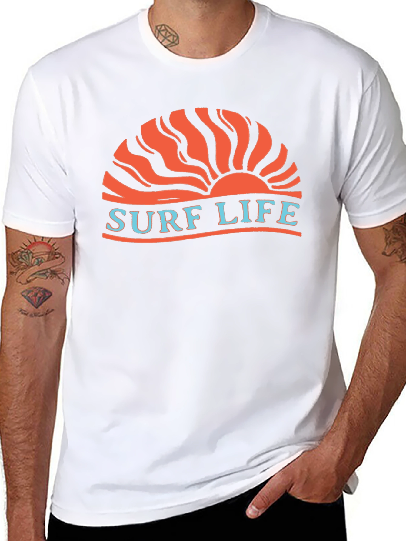 Surf Life Graphic Tee - Retro Sunset Design