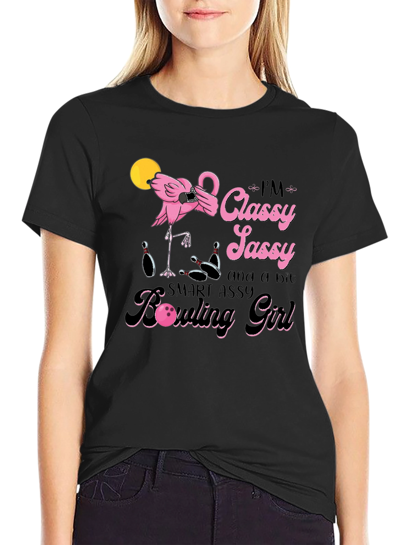 Classy Sassy Bowling Girl Graphic T-Shirt