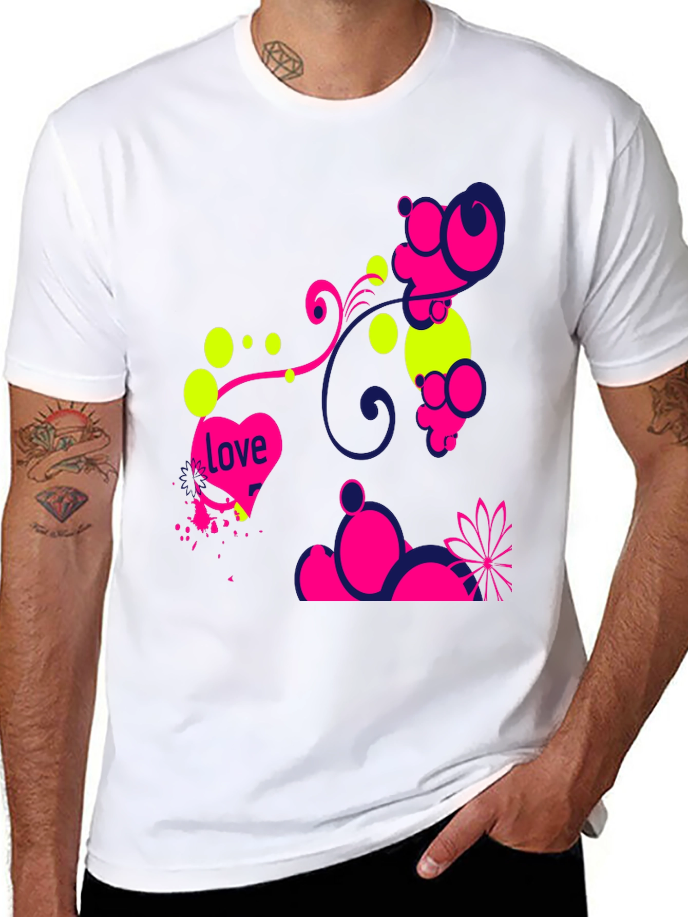 Funky Love Design Black T-Shirt