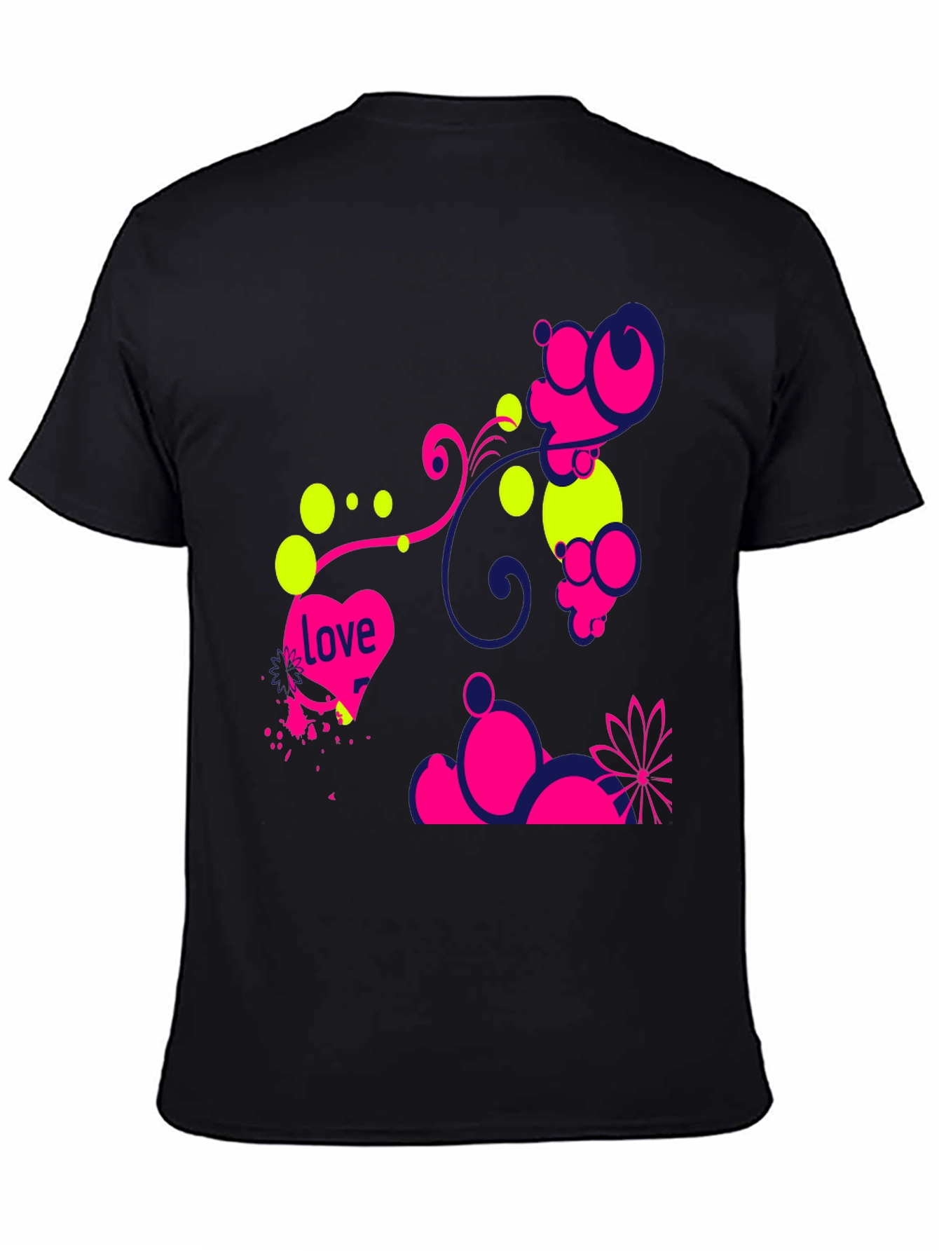 Funky Love Design Black T-Shirt