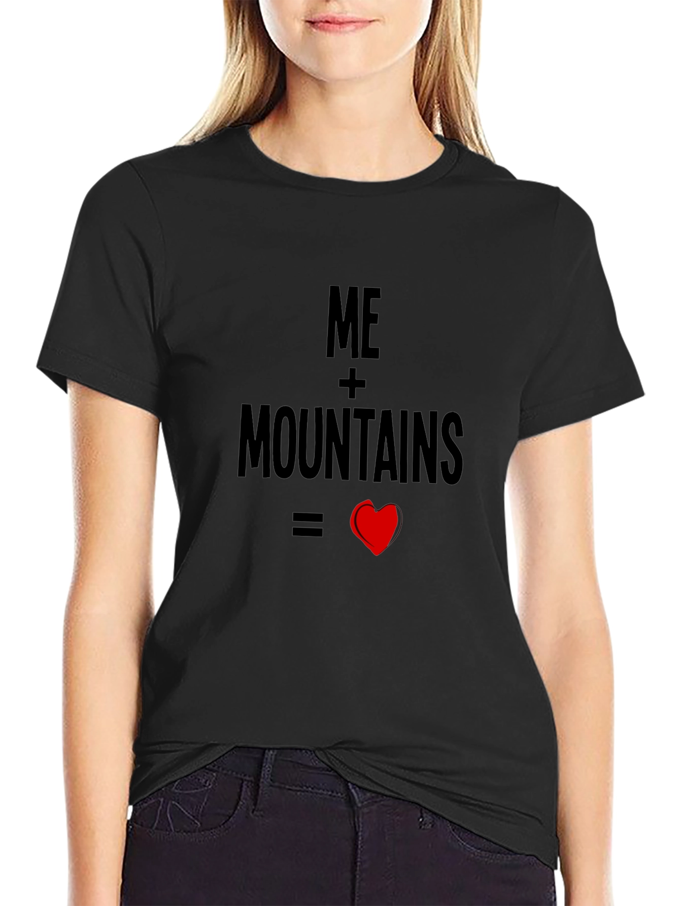 Me + Mountains = Love Black T-Shirt