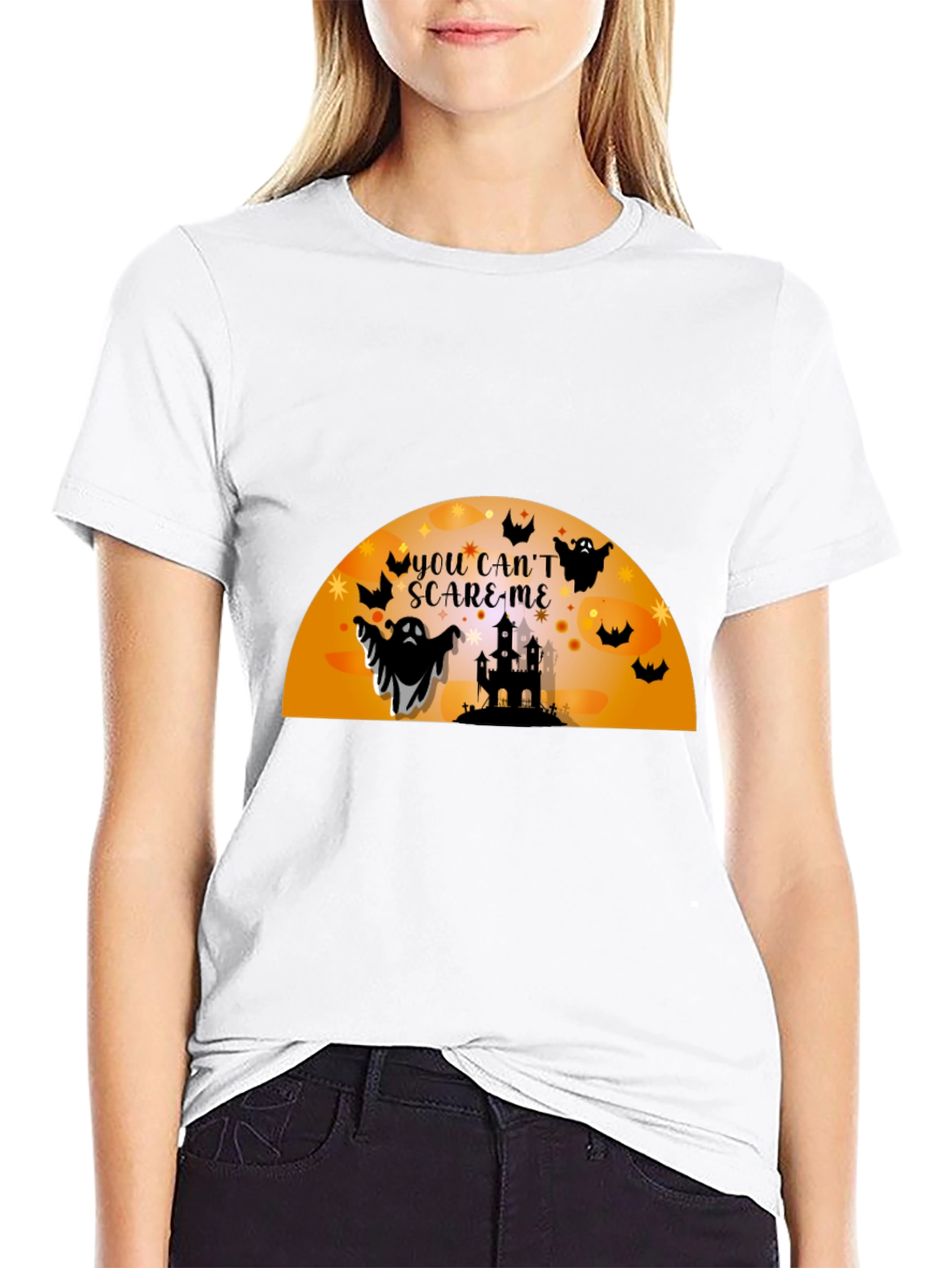 Halloween Ghosts Black T-Shirt - You Cant Scare Me