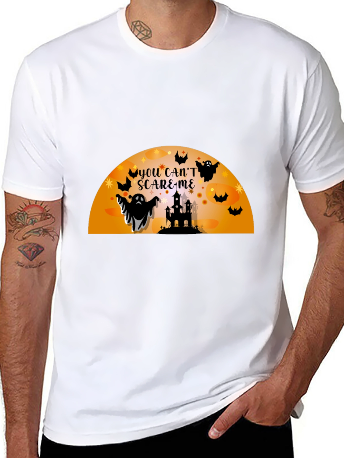 Halloween Ghosts Black T-Shirt - You Cant Scare Me
